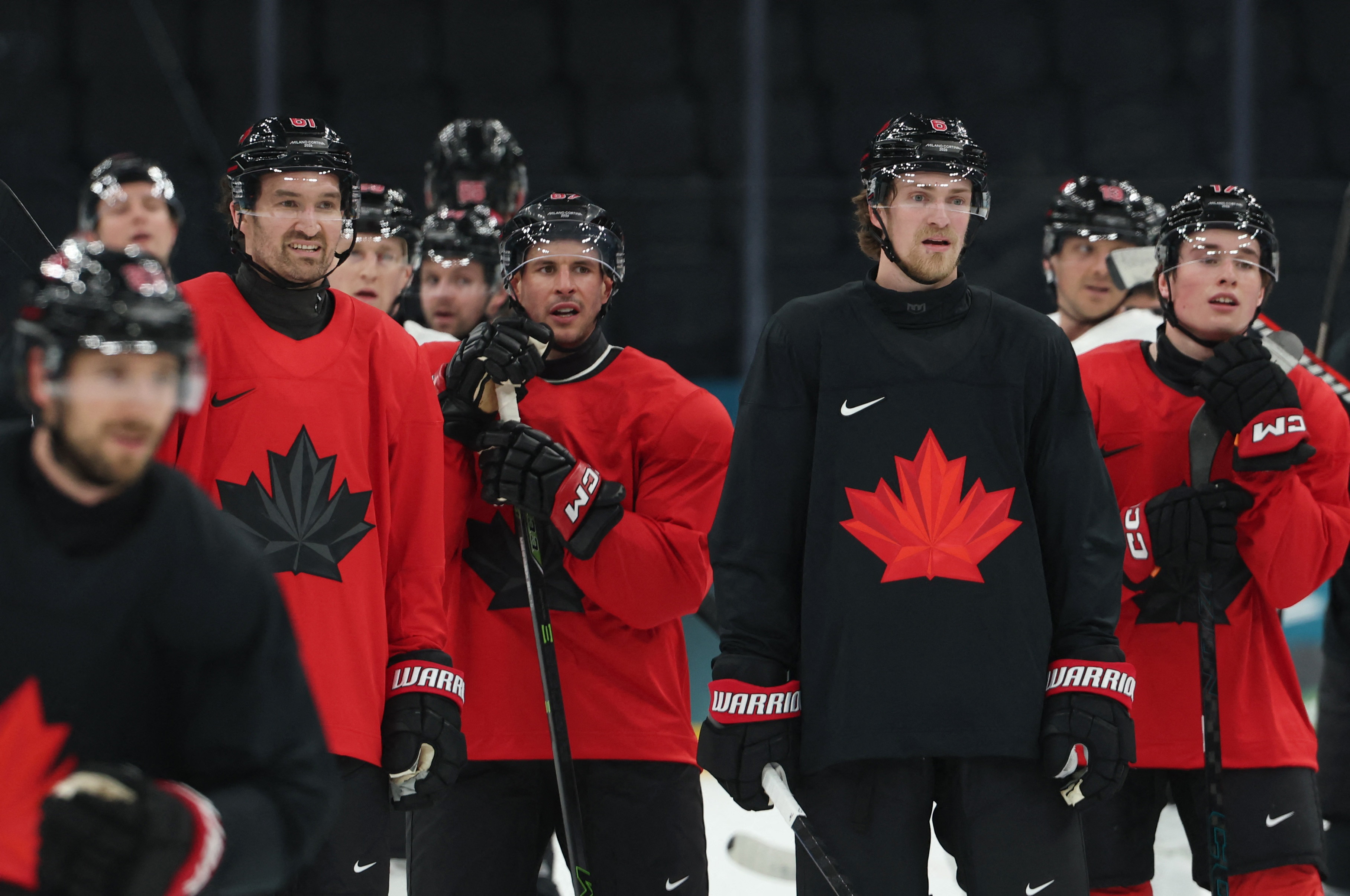 Team Canada during practice as we provide our Canada vs. Czechia prediction.