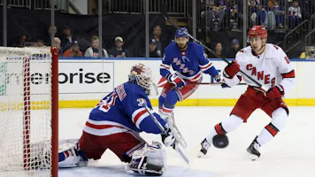 Igor Shesterkin of the New York Rangers tends goal as we look at the best 2024 Conn Smythe trophy odds