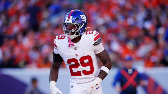 New York Giants running back Tyrone Tracy Jr. (29) reacts as part of our NFL Best Bets for Week 9, Our Expert Picks, ATS Predictions & Player Props.
