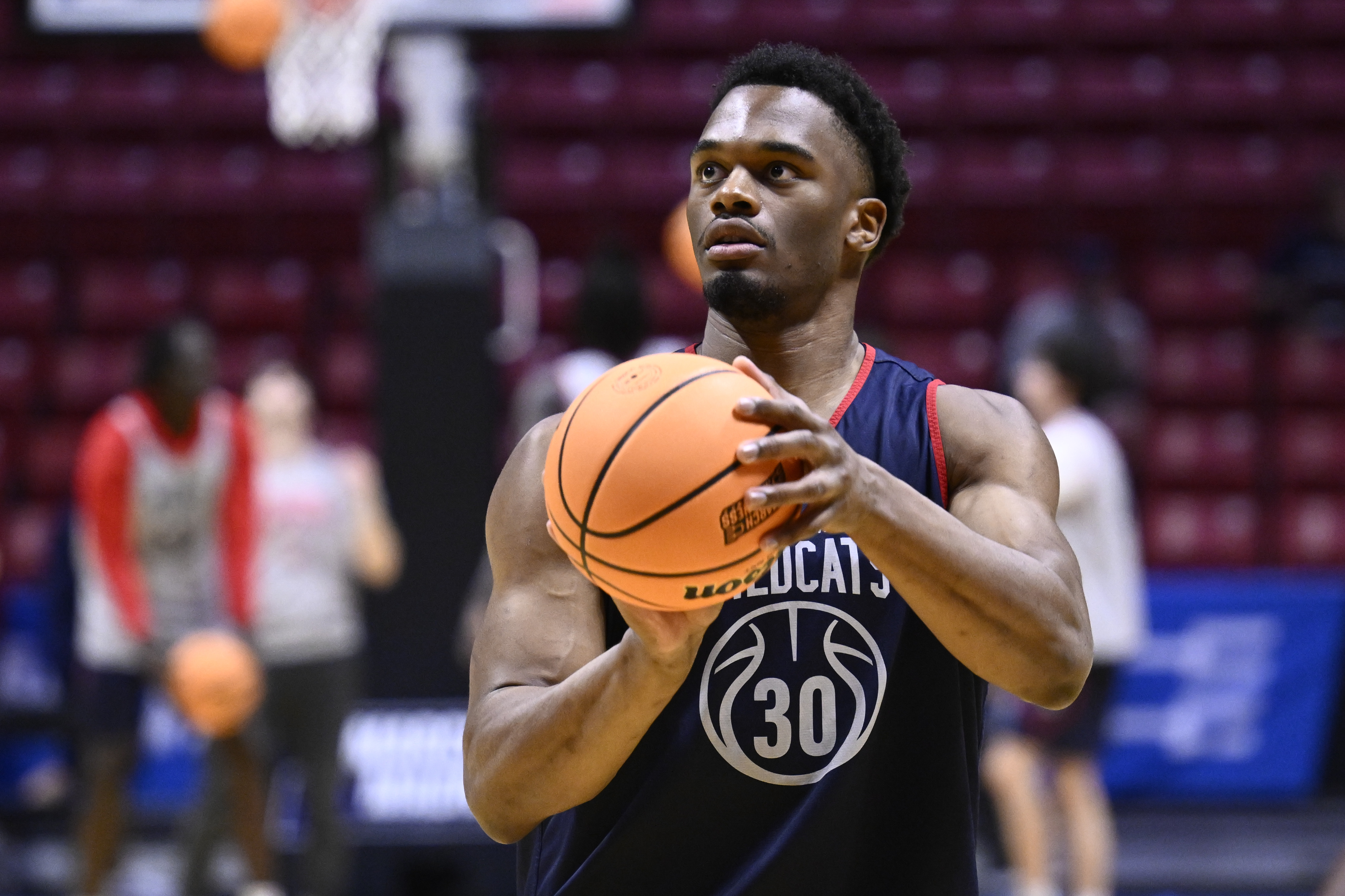 Arizona Wildcats forward Tobe Awaka (30) shoots as he is featured in our Long Island vs. Arizona prediction.