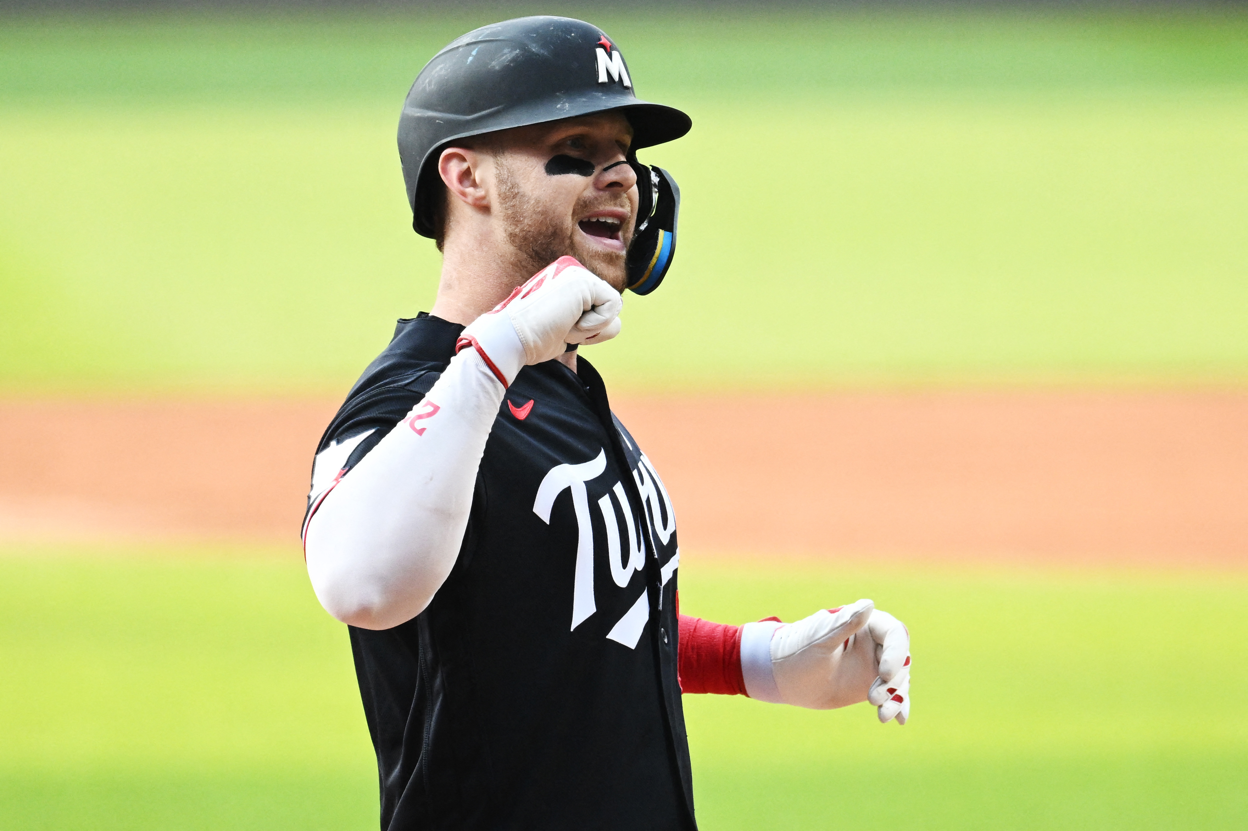 Minnesota Twins catcher Ryan Jeffers (27) celebrates as we break down our home run predictions today.