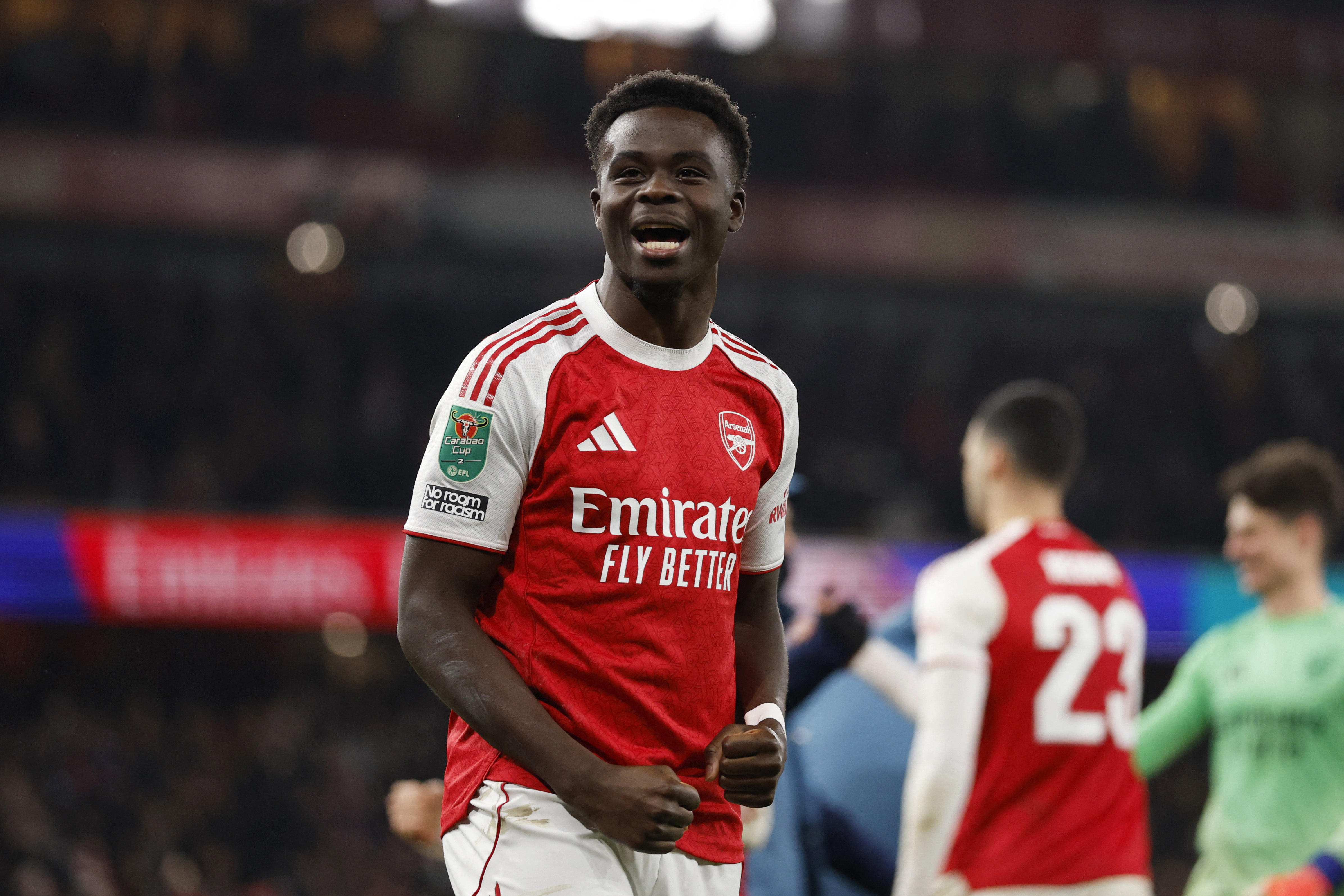 Bukayo Saka in action as we provide the updated Champions League betting odds.
