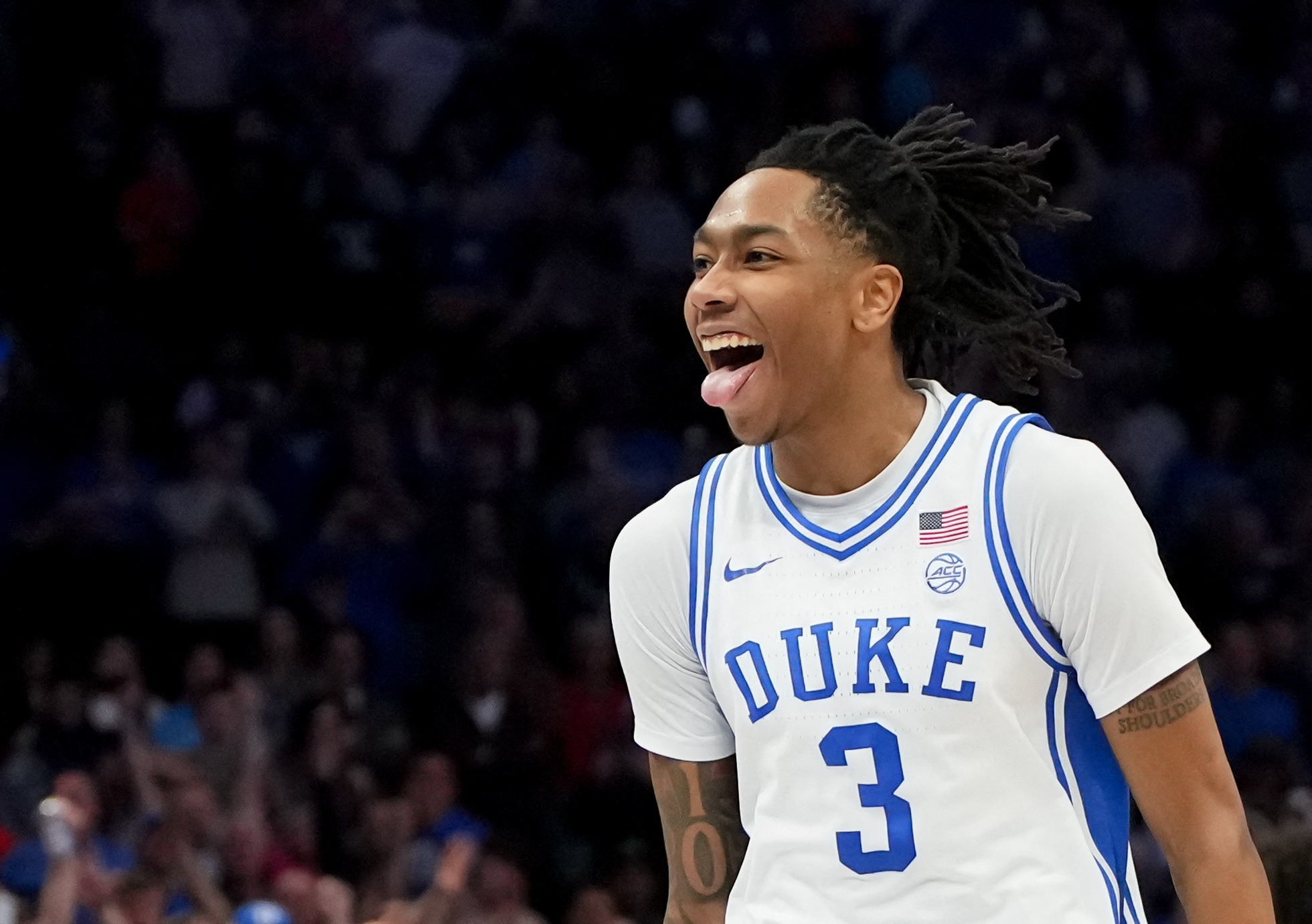 Duke guard Isaiah Evans (3) celebrates after a play as we look at the Final Four odds