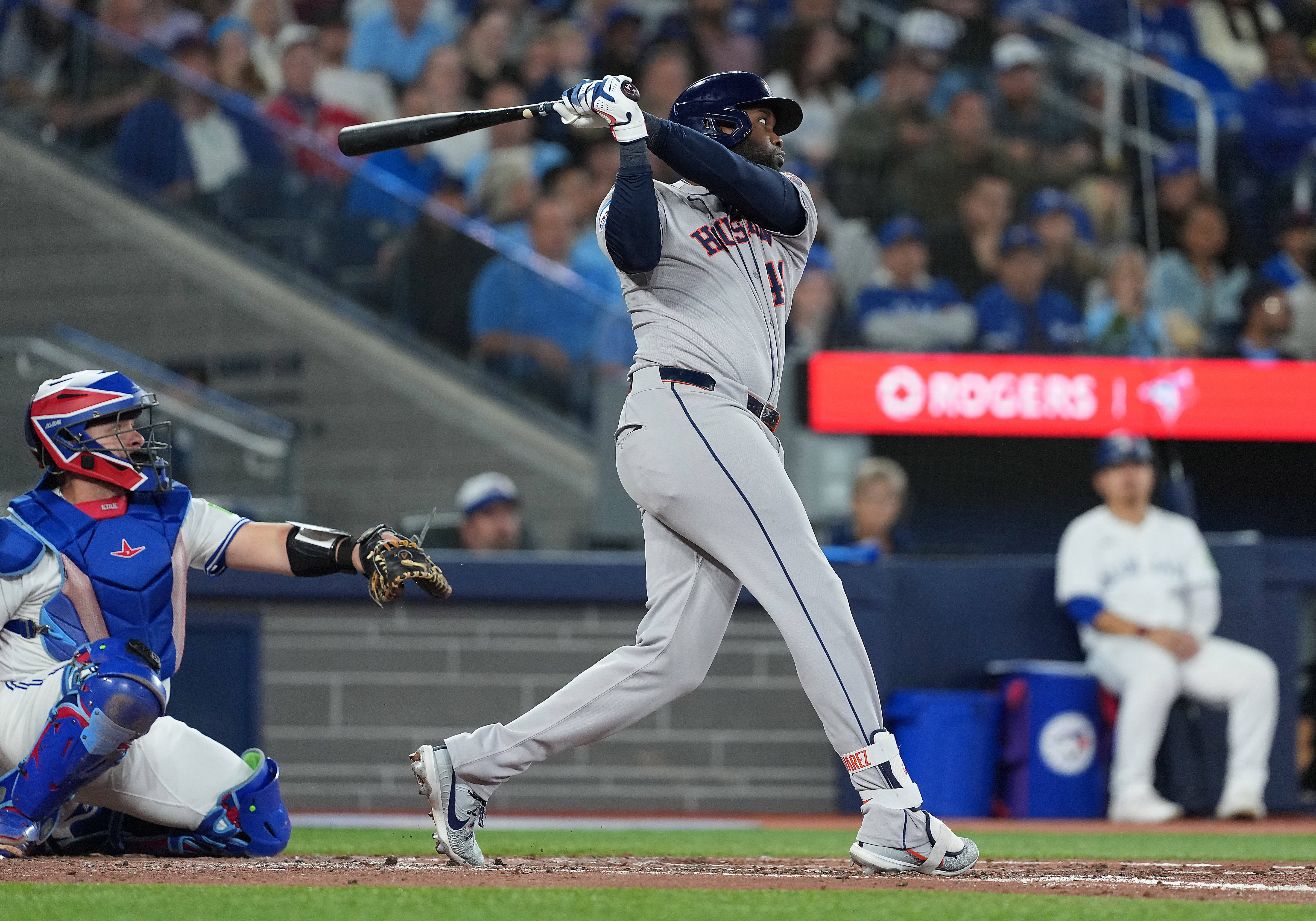 Houston Astros designated hitter Yordan Alvarez - who's featured in my home run predictions for Opening Day - hits. 