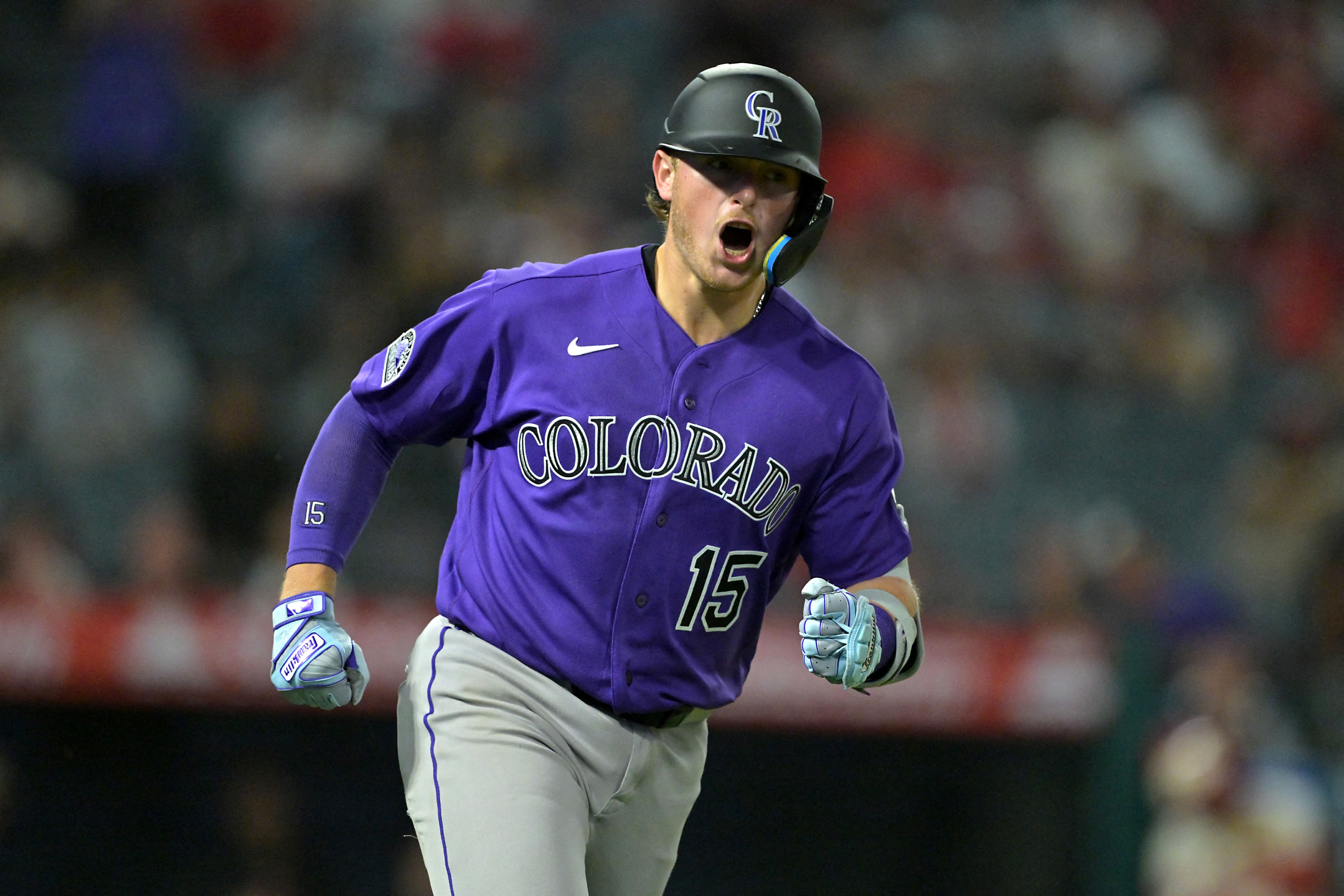 Colorado Rockies catcher Hunter Goodman reacts as he rounds the bases, and he's feature in my best home run predictions today.