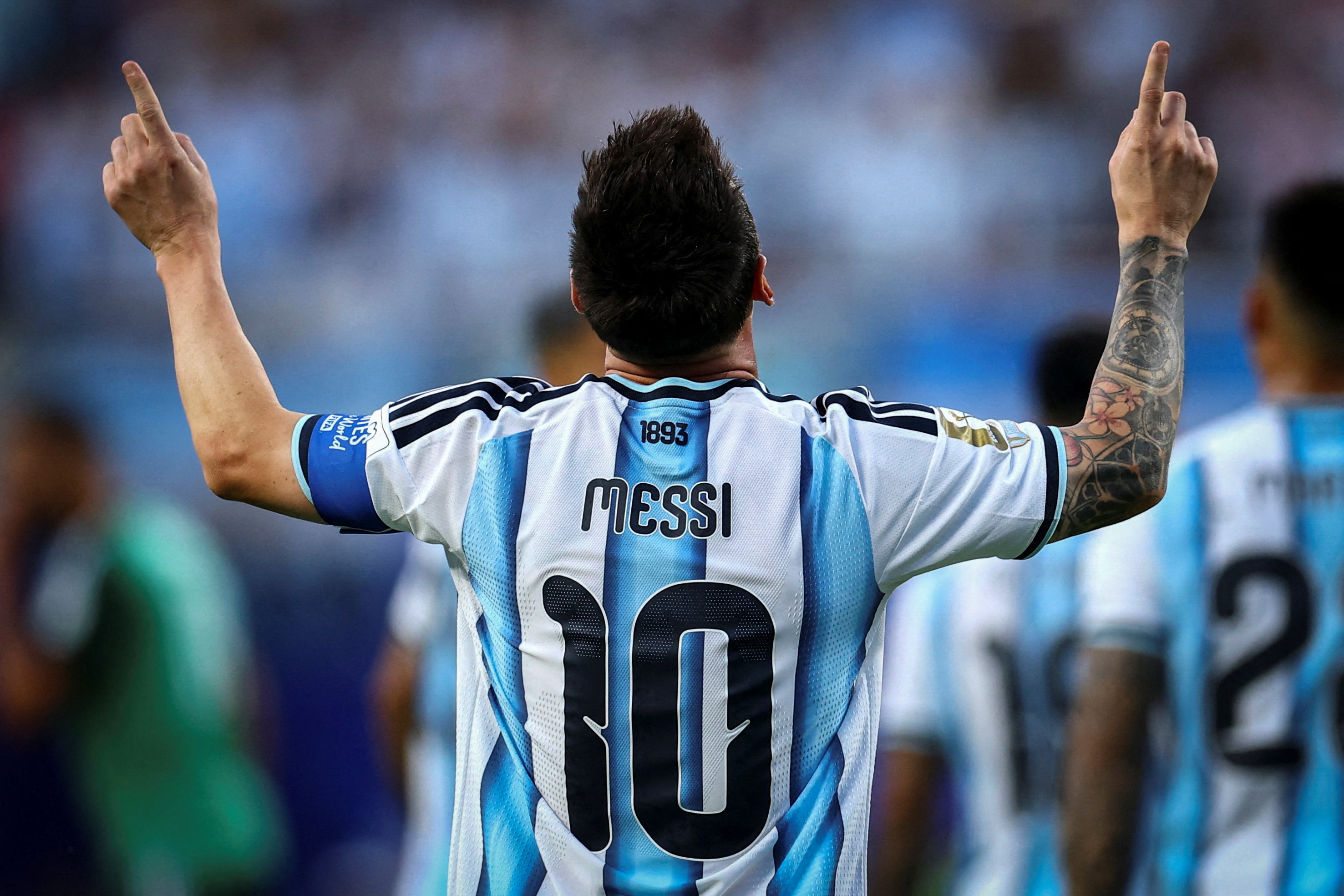 Argentina's Lionel Messi celebrates scoring as we make our best Lionel Messi player prop bets for matchday 2. 