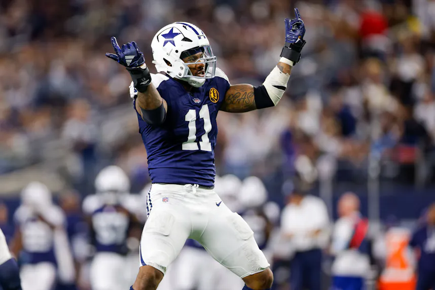Dallas Cowboys linebacker Micah Parsons celebrates after a sack against the New York Giants at AT&T Stadium as we offer our Bengals vs. Cowboys early picks.