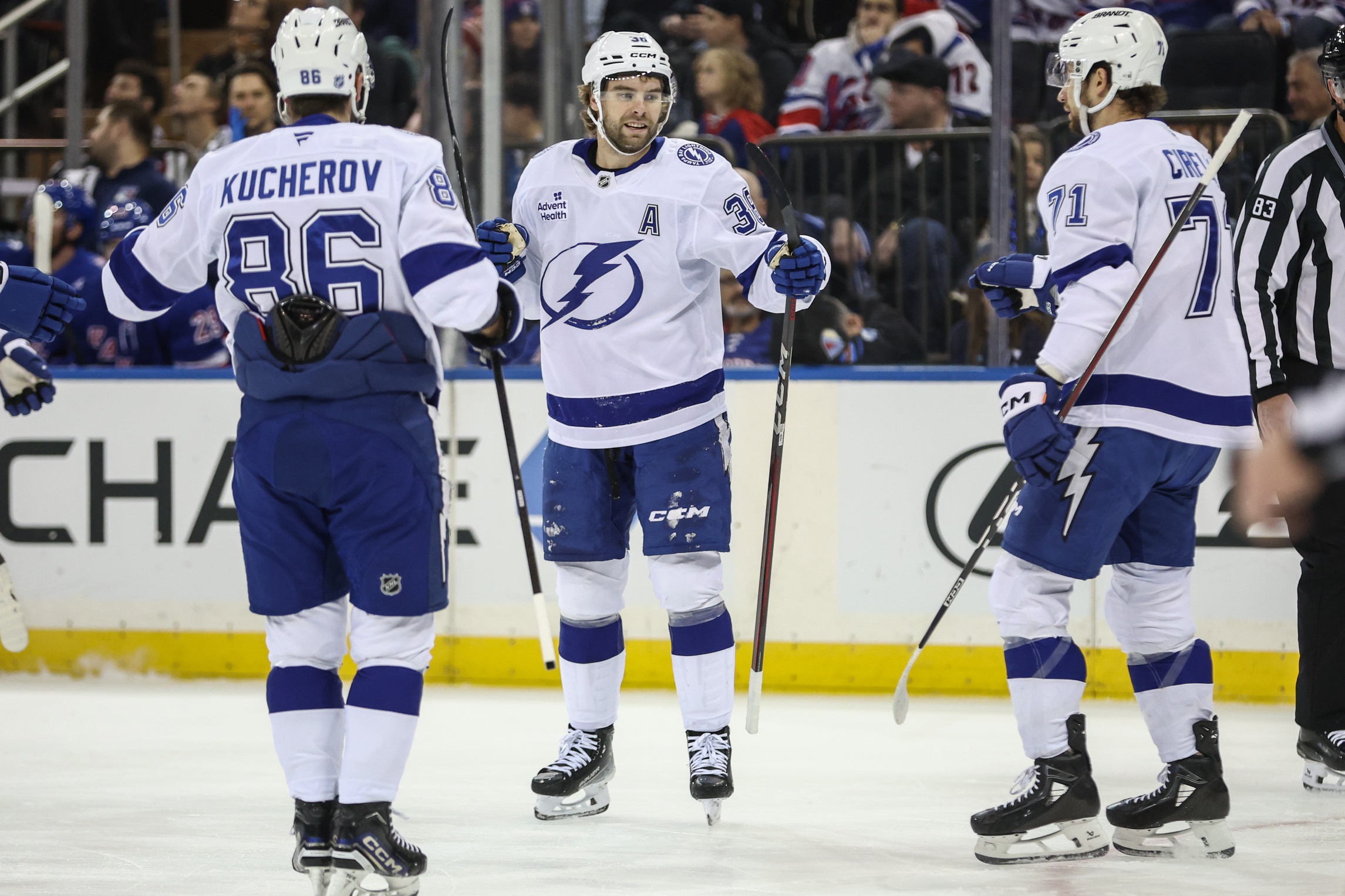 Brandon Hagel is greeted by Nikita Kucherov and Anthony Cirelli as we provide our NHL player props, best bets for today.