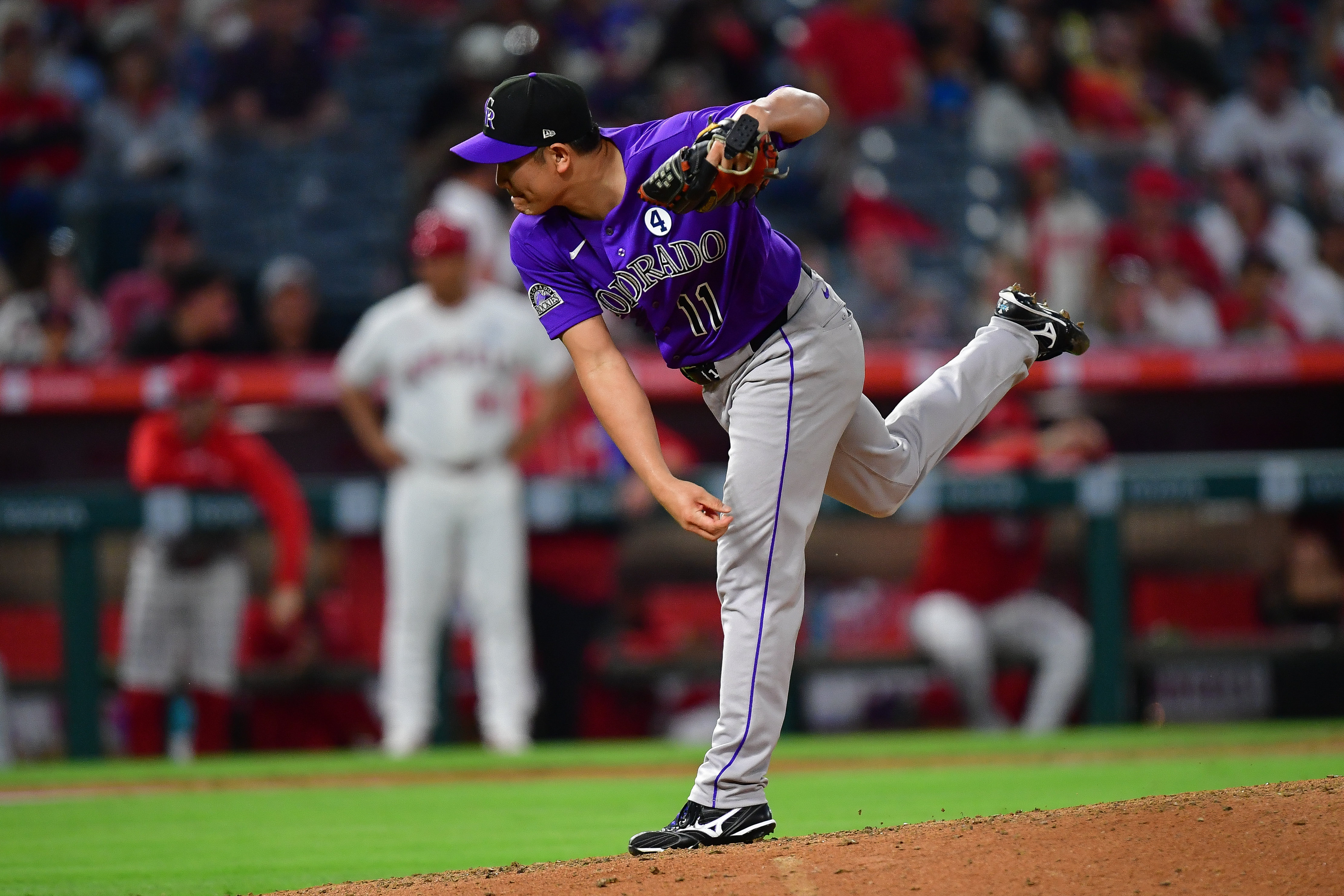 Colorado Rockies pitcher Tomoyuki Sugano - who's featured in my best strikeout props today - throws.