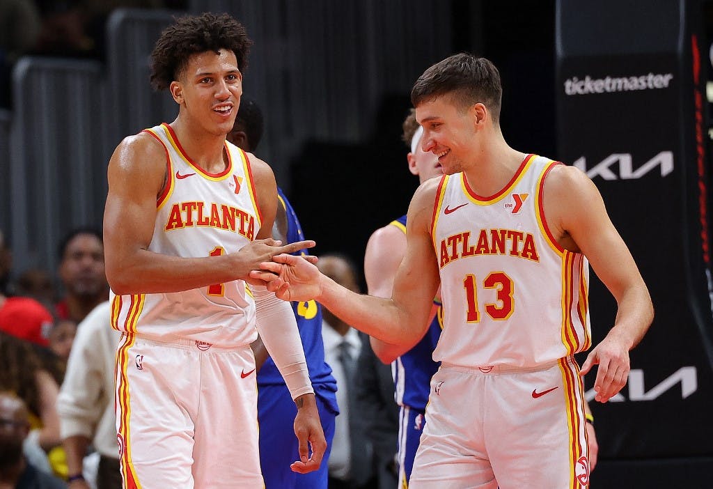 Bogdan Bogdanovic (13) is expected to remain with the Atlanta Hawks as we look at his next team odds