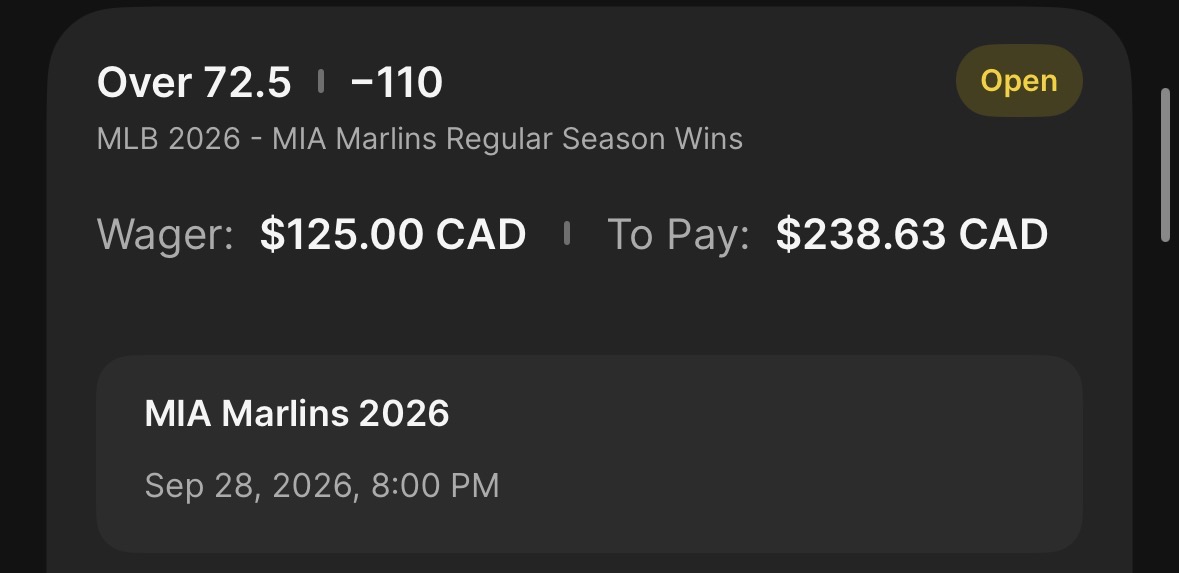 The Miami Marlins represent one of my favorite MLB win totals bets at -110 odds on Over 72.5 wins.