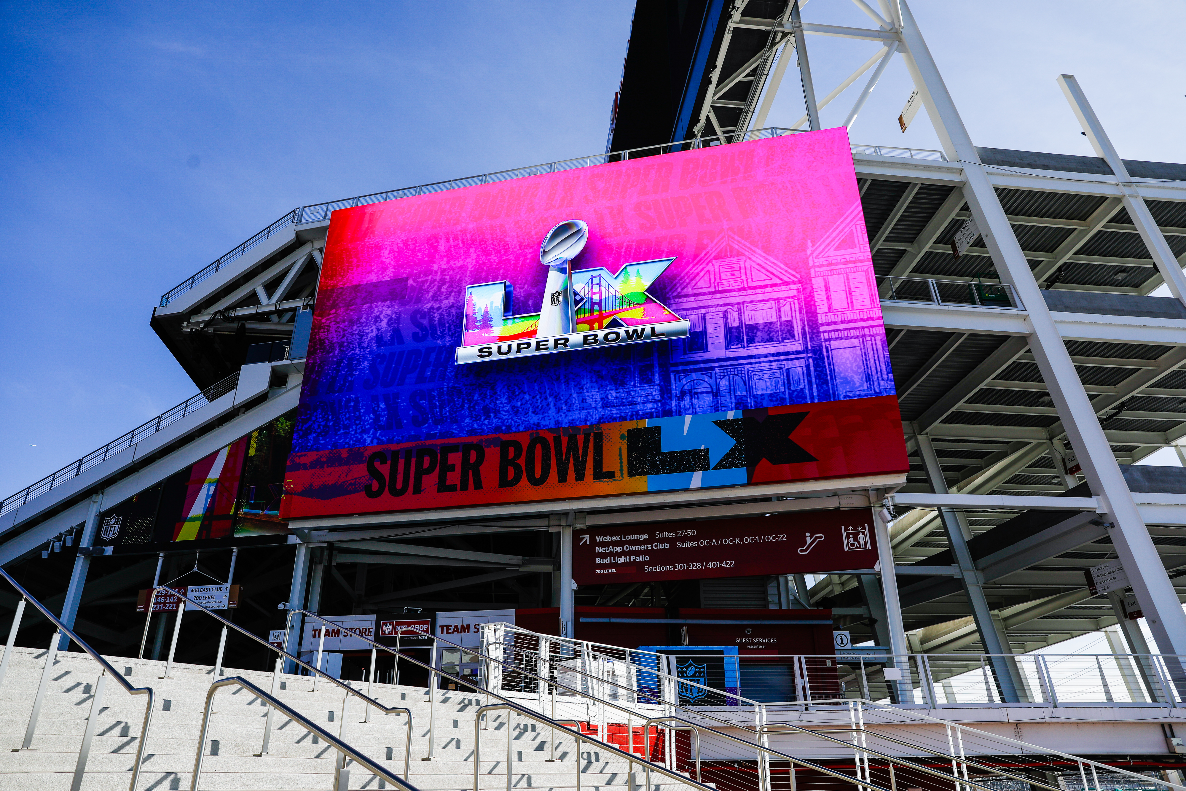 Levi’s Stadium is seen ahead of Super Bowl LX in Santa Clara, Calif., as we look at our Super Bowl AI Prediction