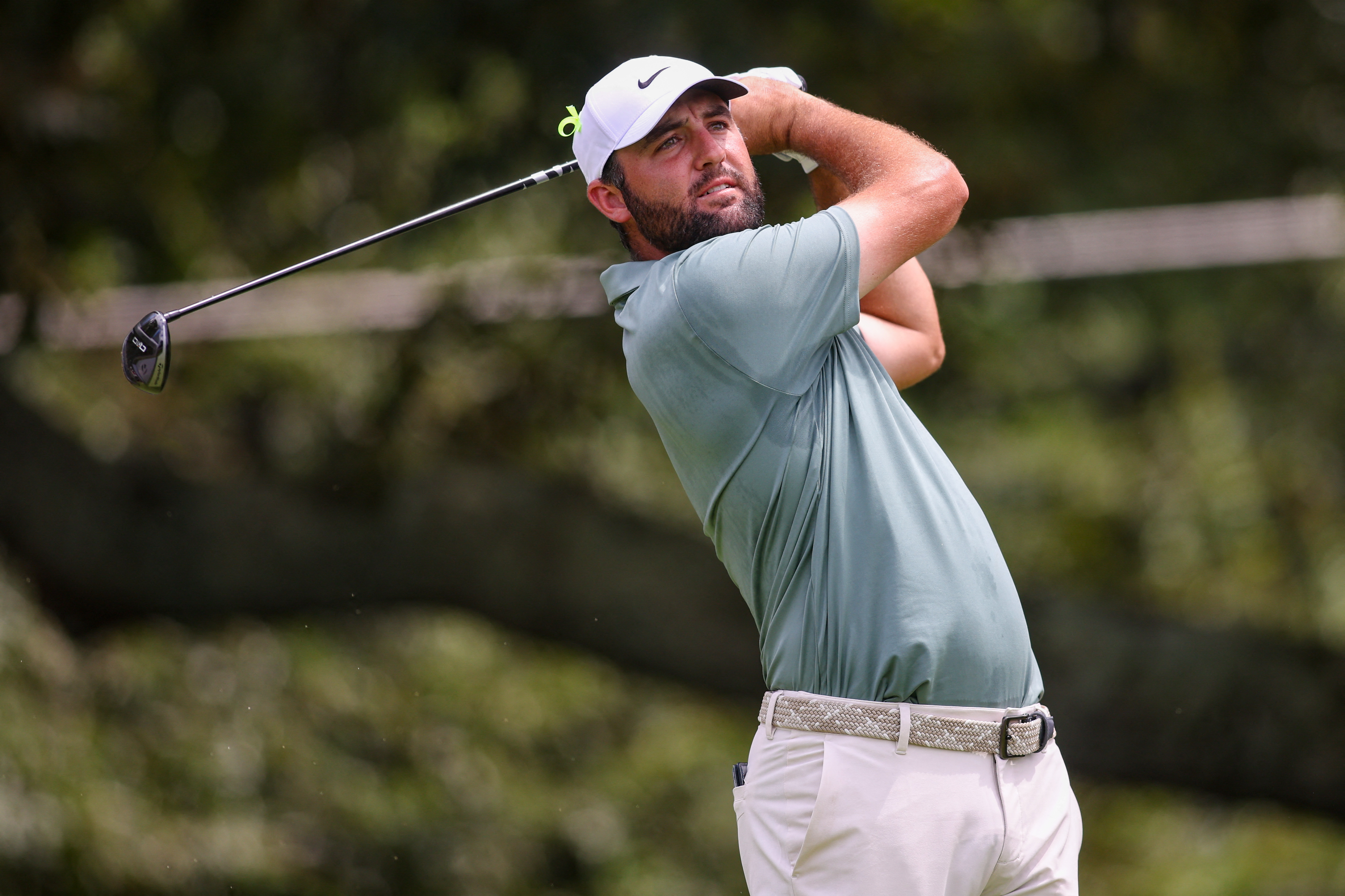 Scottie Scheffler plays his shot from the tee as we look at The American First-Round Leader market