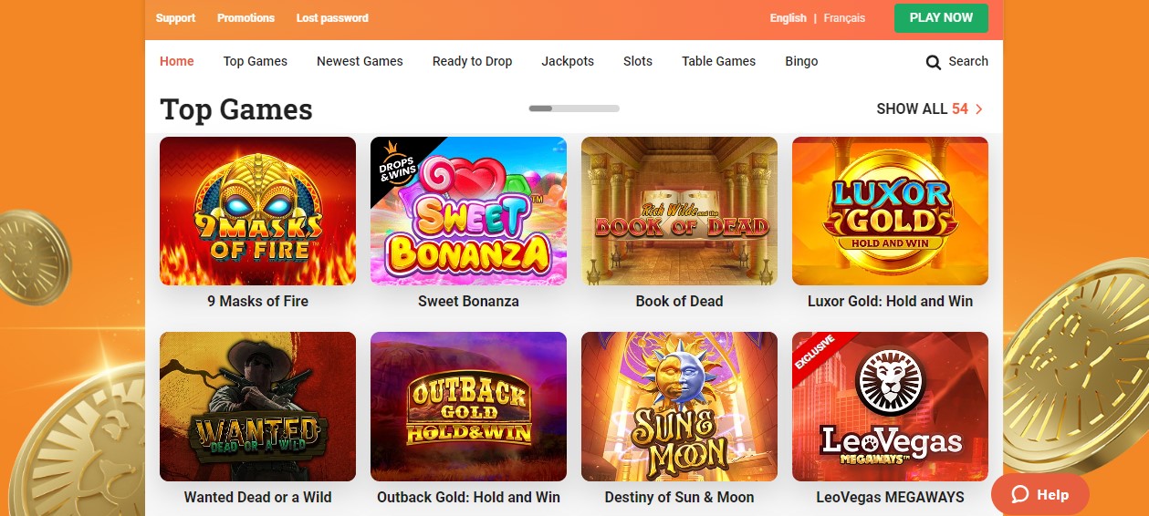 LeoVegas Casino home page