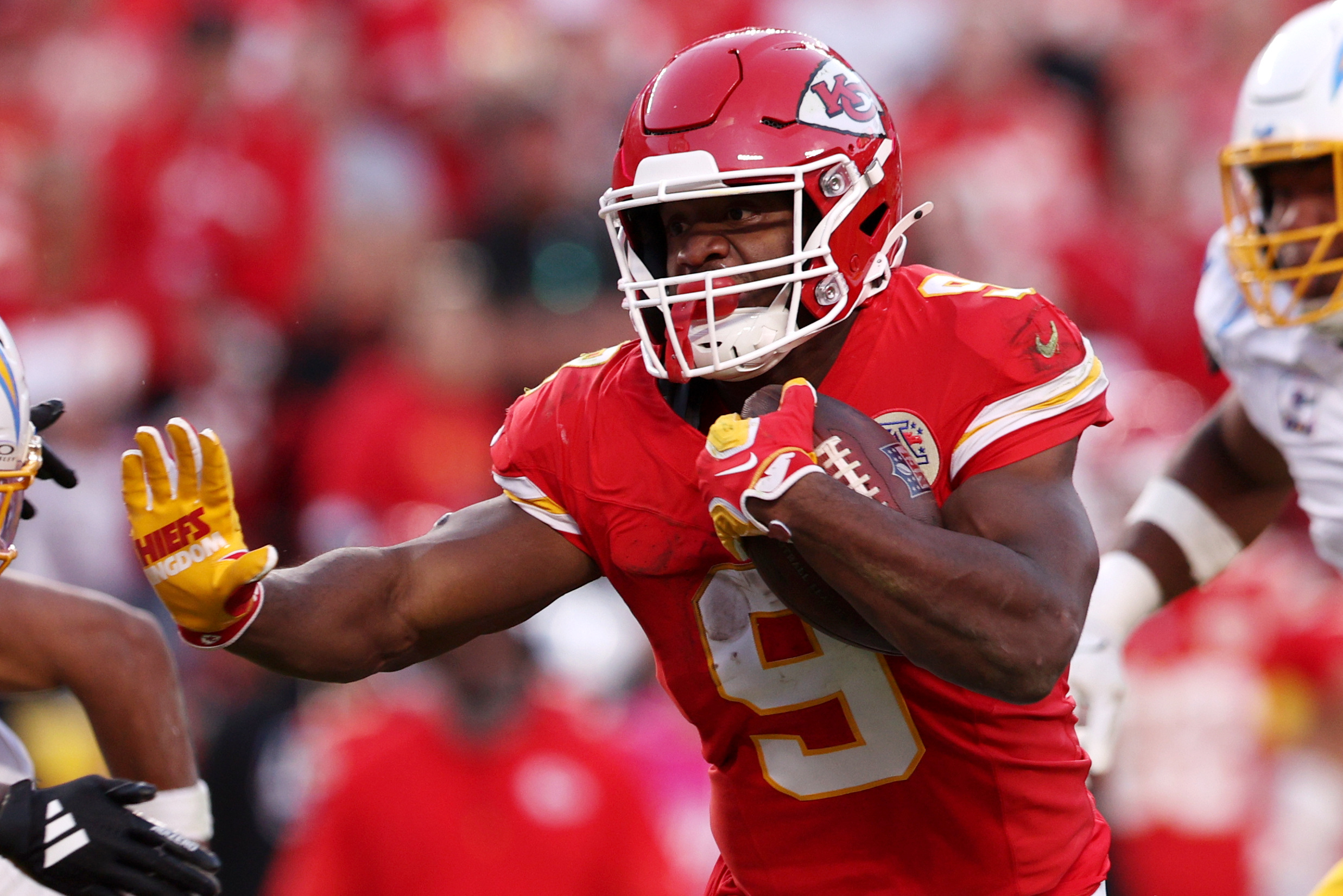 Kansas City Chiefs running back Kenneth Walker III (9) rushes as he is featured in our NFL Offensive Player of the Year 2026.