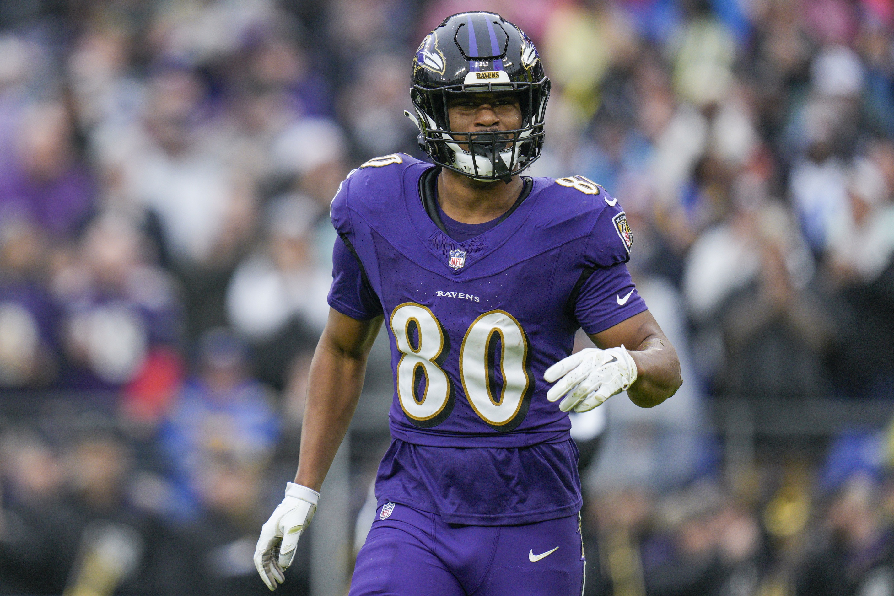 Baltimore Ravens tight end Isaiah Likely celebrates a touchdown, and he's key as we look at our Patriots vs. Ravens same-game parlay