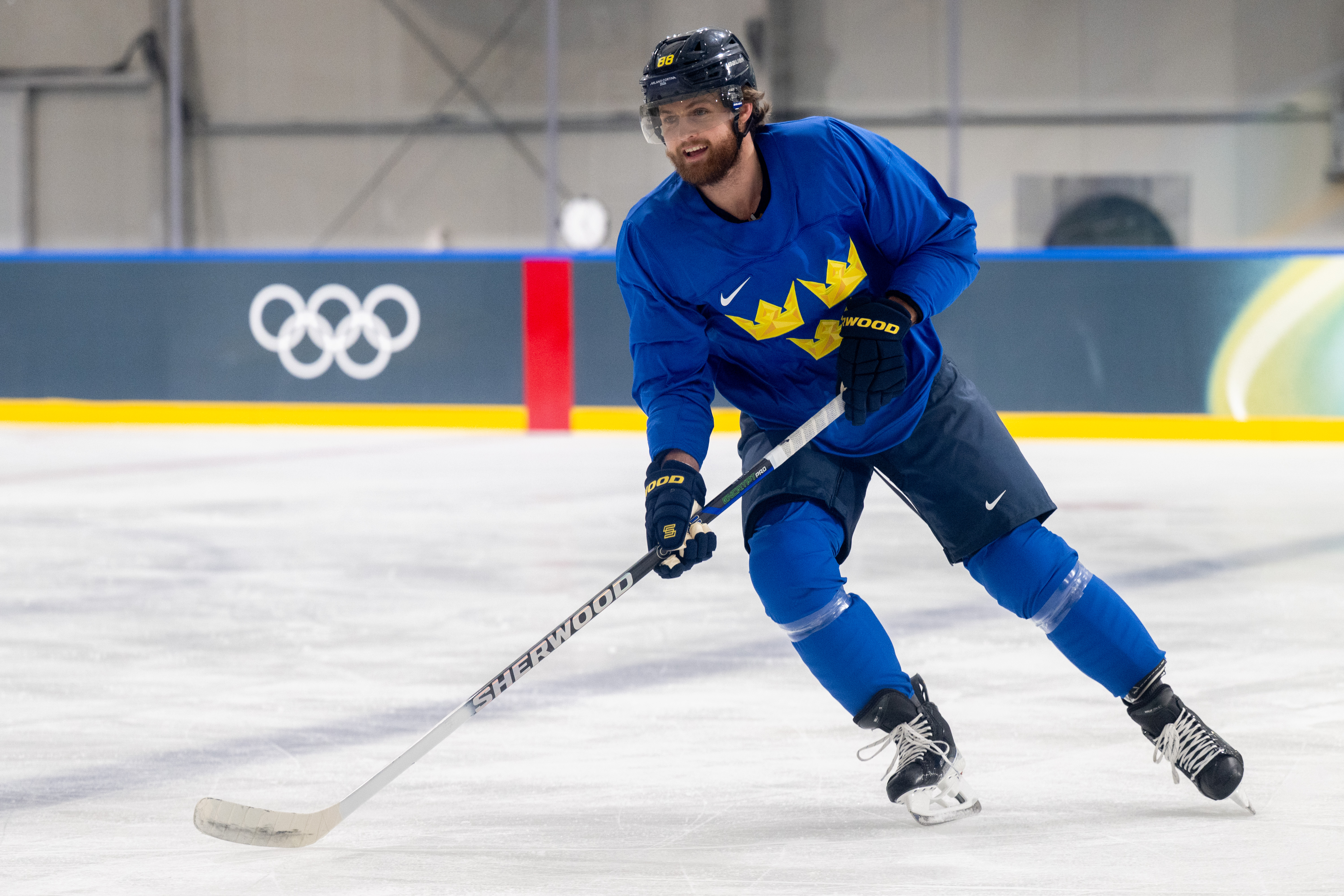 William Nylander of Sweden at practice as we make our best Sweden vs. Italy prediction. 