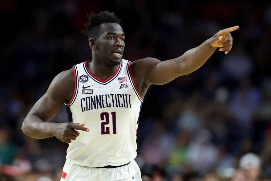 Adama Sanogo of the Connecticut Huskies as we look at our top San Diego State vs. UConn player prop bets