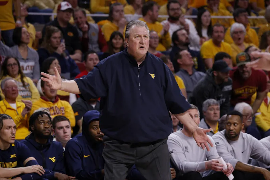 Head coach Bob Huggins of the West Virginia Mountaineers as we look at our West Virginia vs. Maryland prediction
