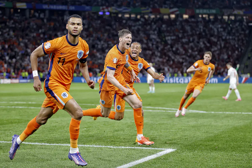 Netherlands player Cody Gakpo scores against Turkiye as we take a look at an appealing parlay for the Netherlands vs. England Euro 2024 semifinal.