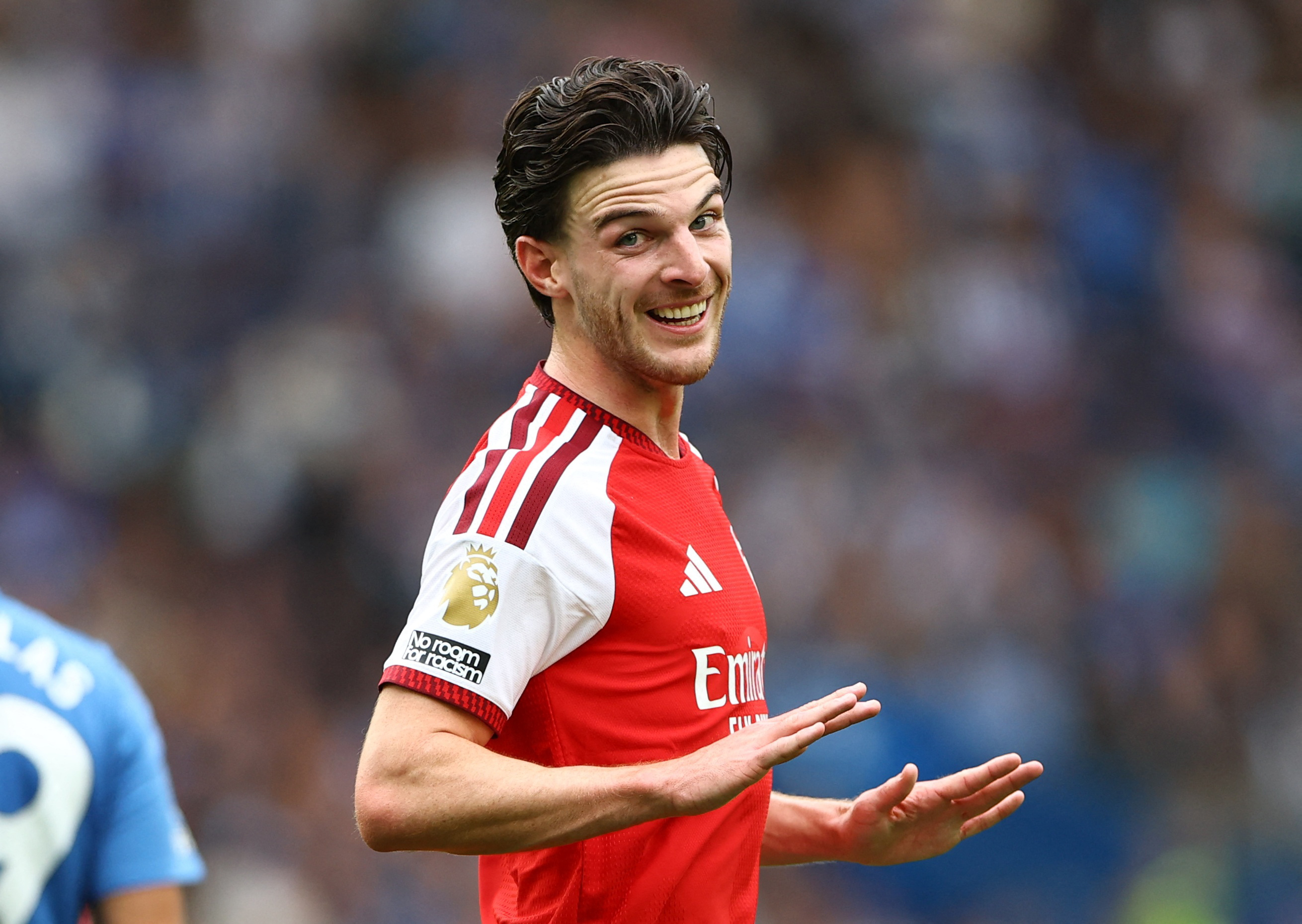 Arsenal's Declan Rice reacts as we make our best Arsenal vs. Leeds predictions