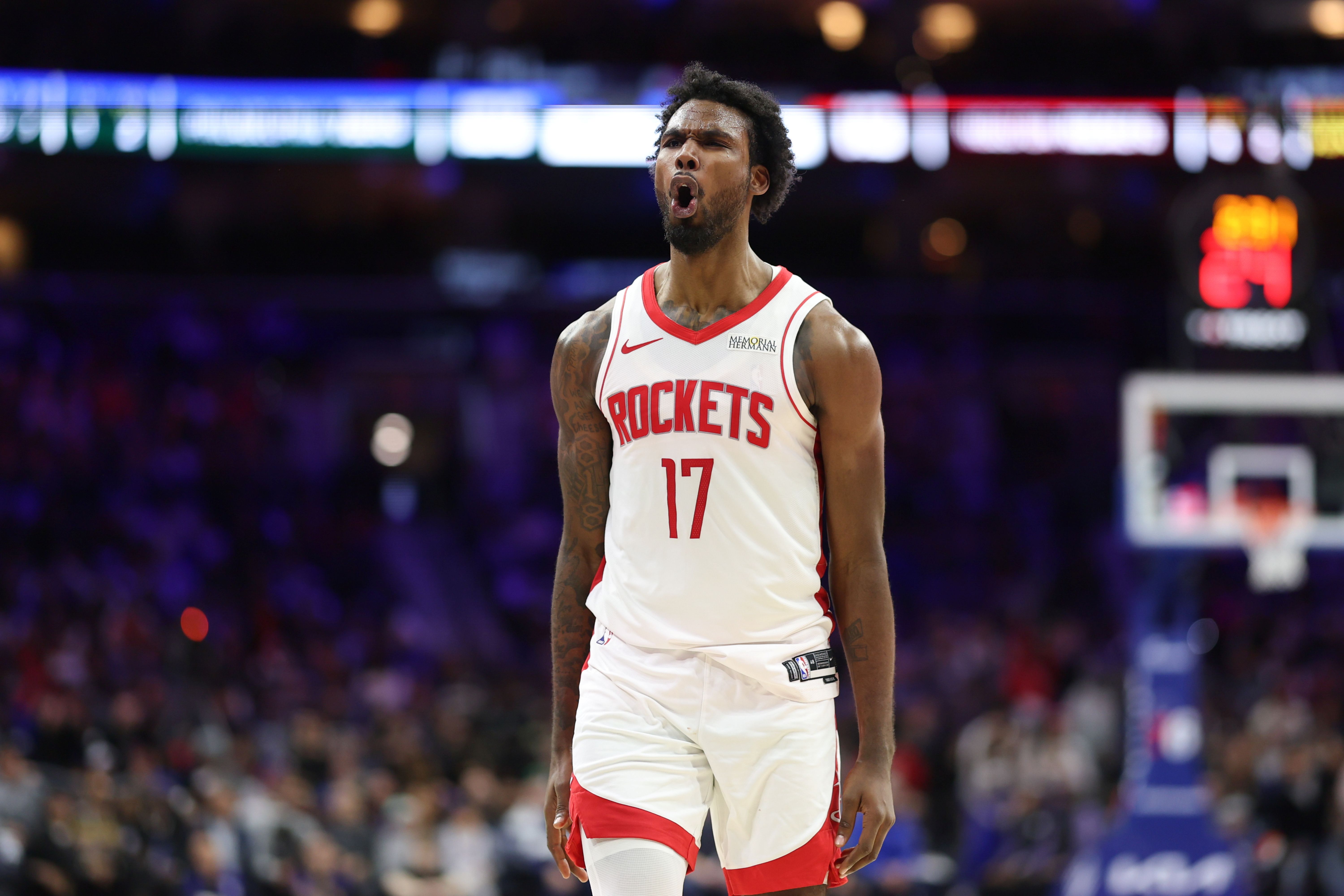 Houston Rockets forward Tari Eason reacts, and he's key as we look at our Mavericks vs. Rockets player props