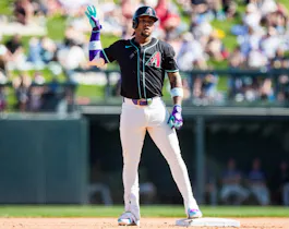 Ketel Marte #4 of the Arizona Diamondbacks gestures after hitting a double as we look at the details surrounding Fanatics Sportsbook launching in Arizona