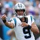 Bryce Young #9 of the Carolina Panthers passes as we look at the continued clarity surrounding legal sports betting in North Carolina.