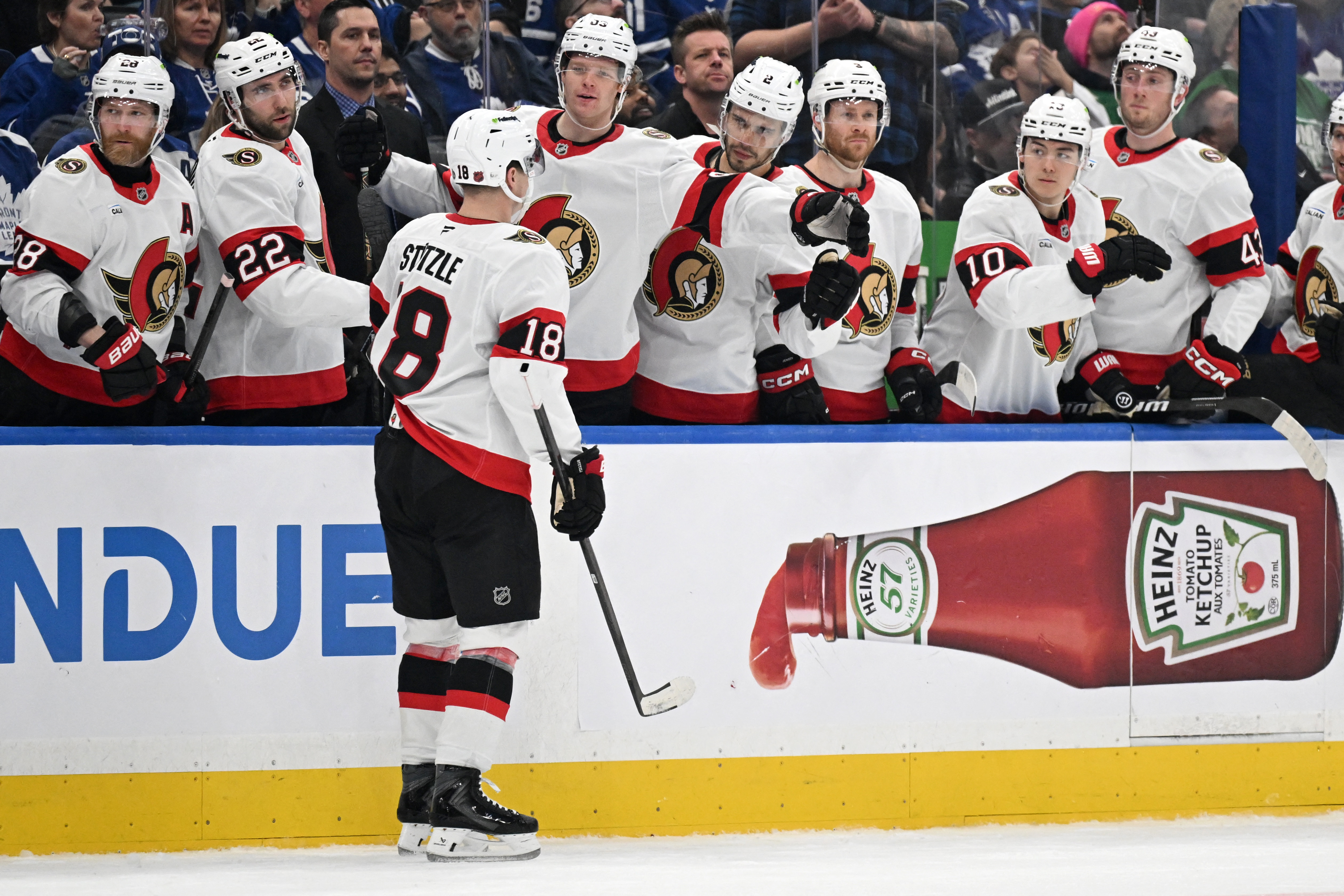 Tim Stutzle celebrates a goal as we provide our NHL player props today.