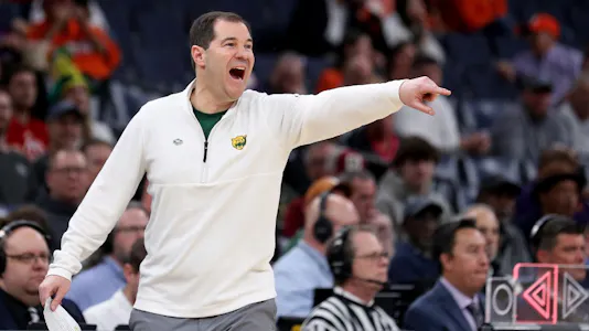 Head coach Scott Drew of the Baylor Bears reacts to a play as we look at the latest Kentucky next coach odds to replace John Calipari.