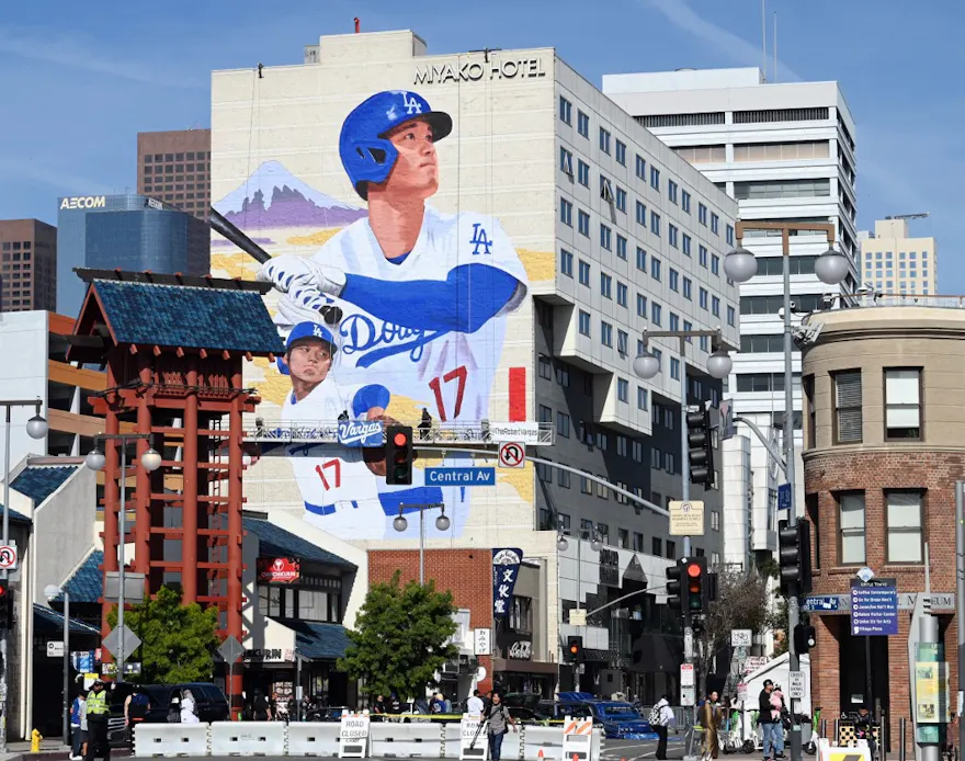 A mural of Shohei Ohtani of the Los Angeles Dodgers as we look at Ohtani's response to an alleged sports betting scandal