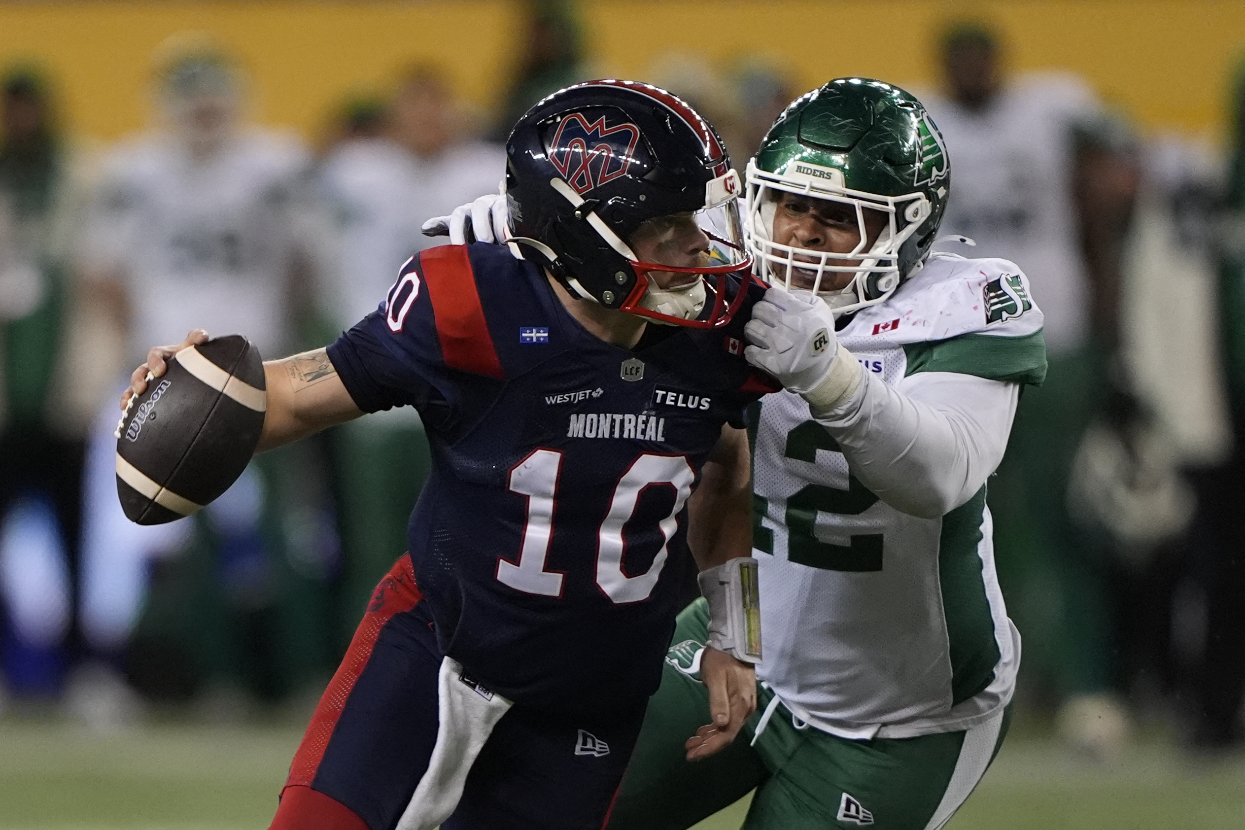 Montreal Alouettes quarterback Davis Alexander (10) runs the ball as we analyze the 2026 CFL Grey Cup odds.