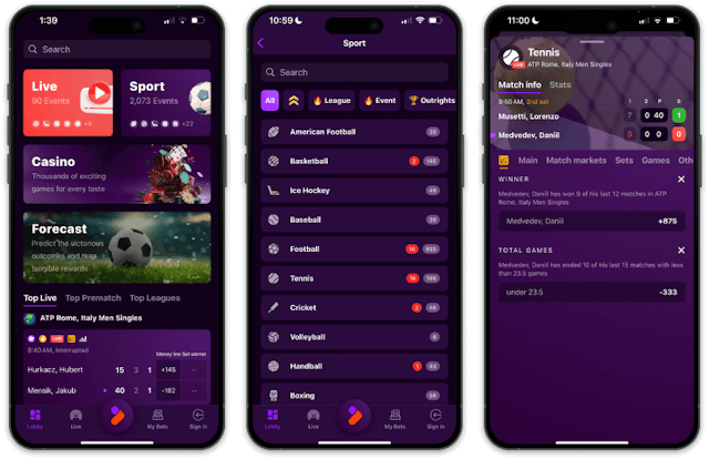 TonyBet mobile app.