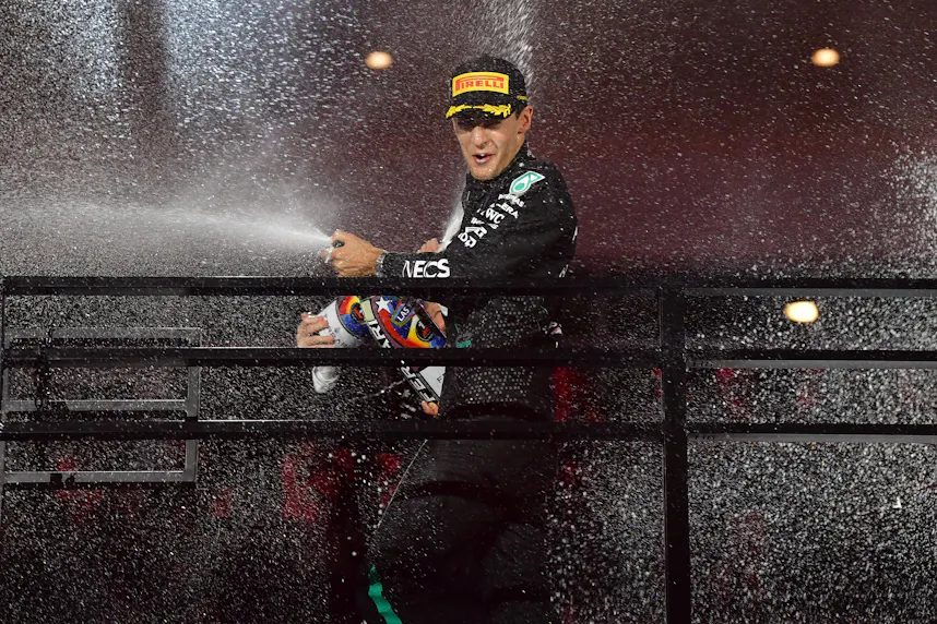 Mercedes AMG Petronas driver George Russell celebrates his race victory of the Las Vegas Grand Prix as we look at the 2025 entertainment lineup.