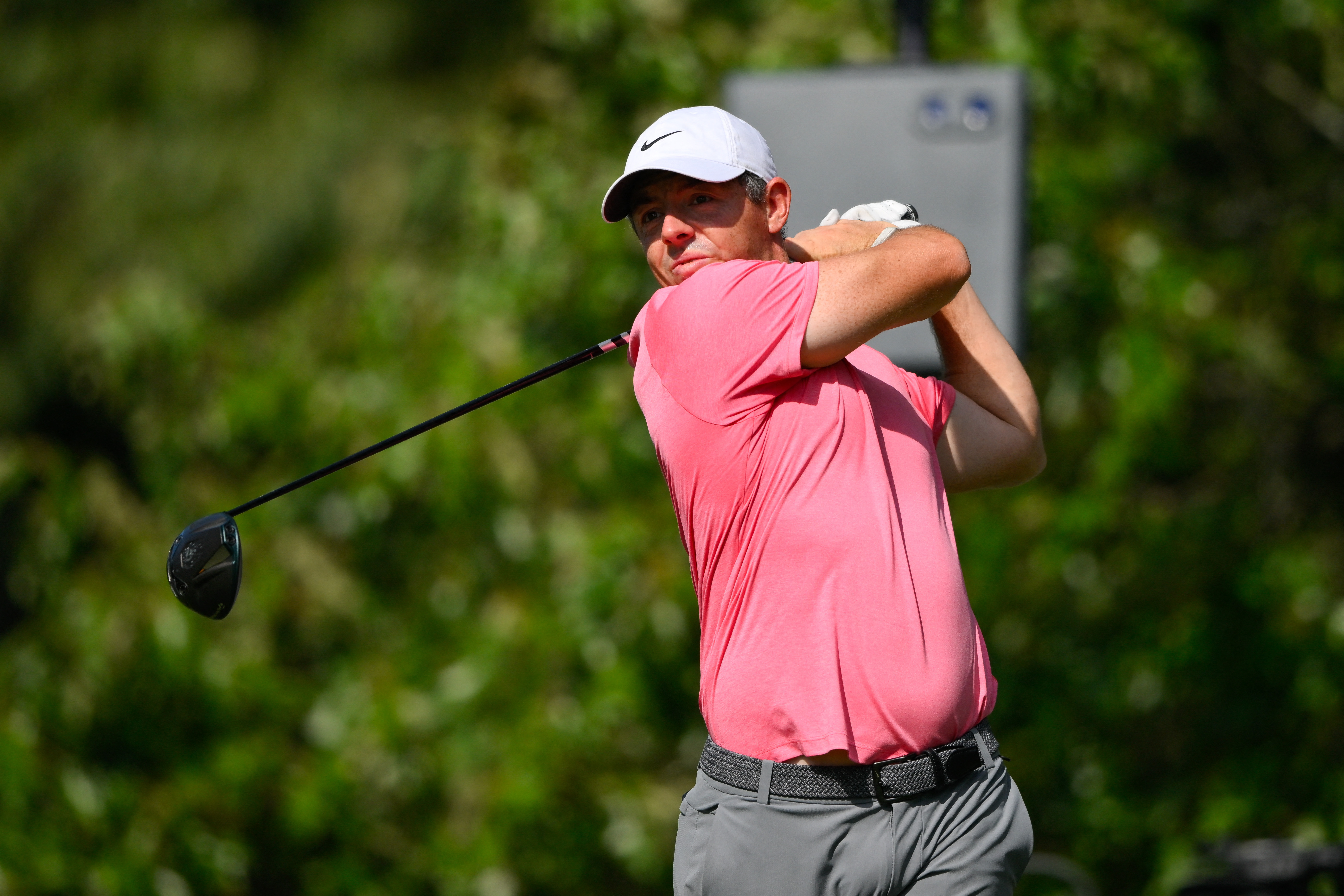 Rory McIlroy plays his shot as he is featured in our BMW Championship First-Round Leader prediction & odds.