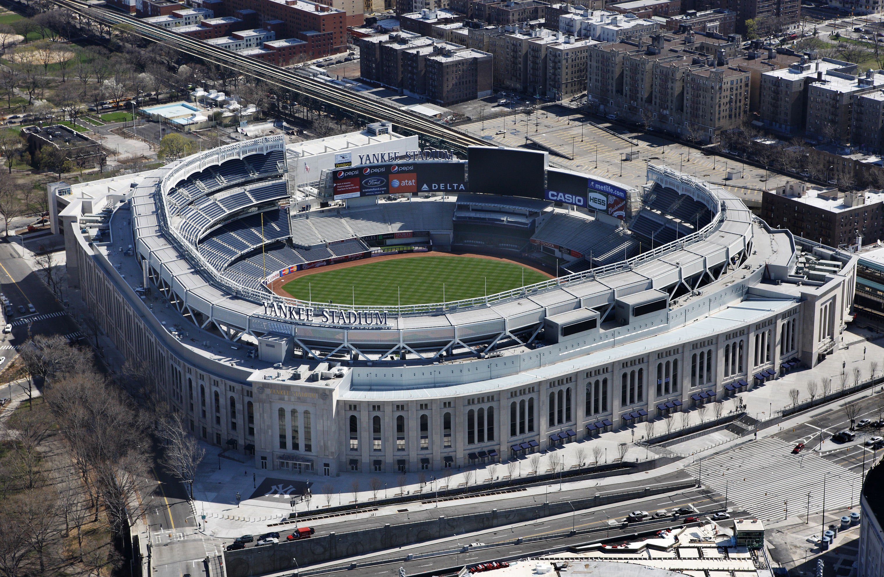 Aerial photo of Yankee Stadium, as we look at the Polymarket sponsorship deal for stadium signage.