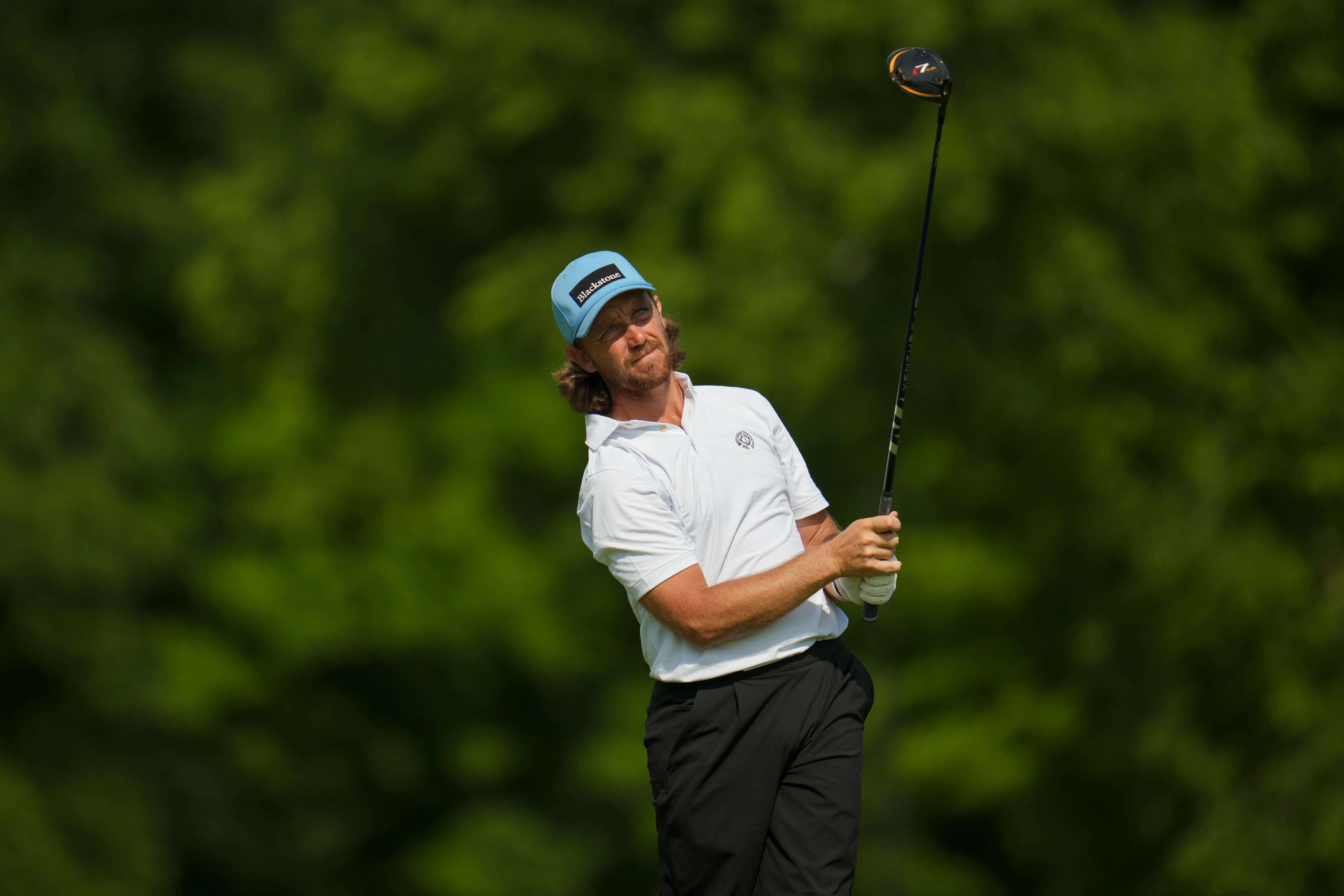 Tommy Fleetwood tees off on the 18th hole during the continuation of the third round as we break down of our RBC Canadian open odds.