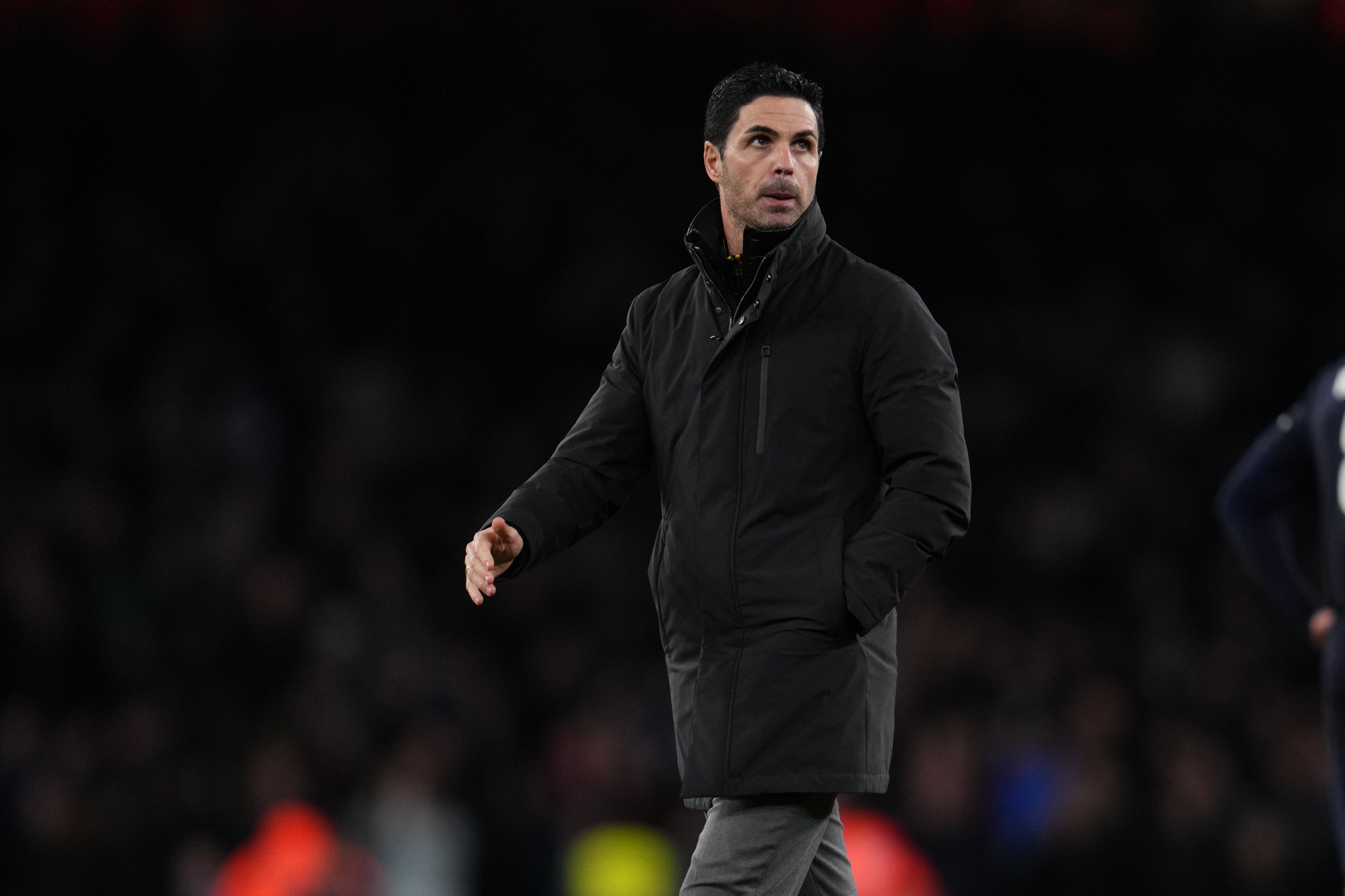 Mikel Arteta after walking across the pitch after a match as we provide the Champions League betting odds 2026.