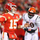 Patrick Mahomes #15 of the Kansas City Chiefs throws a pass against the Cincinnati Bengals as we make our 2025 Super Bowl predictions for next year's Big Game in New Orleans ahead of the 2024 NFL season.