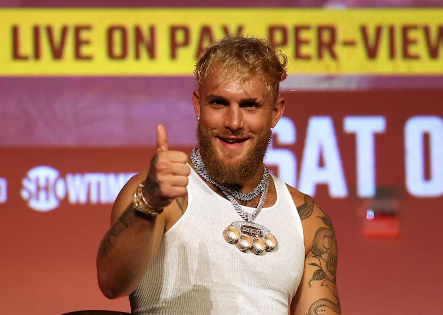 Jake Paul reacts in our Paul vs. Diaz odds.