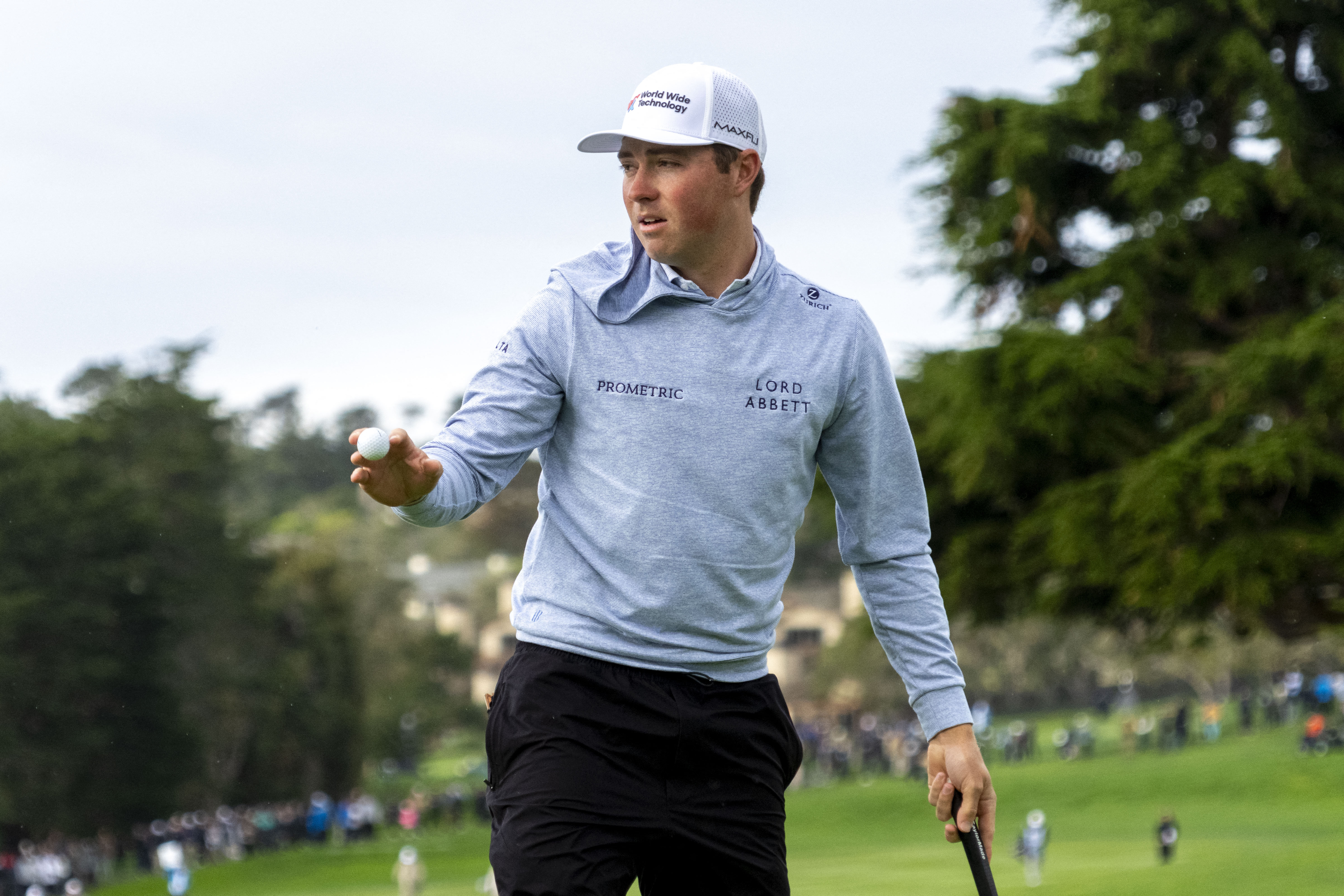 Ben Griffin acknowledges the crowd after making his putt as we look at the Cognizant Classic odds