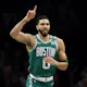 Jayson Tatum of the Boston Celtics reacts after scoring during the first half against the Brooklyn Nets at Barclays Center as we look at our Celtics-Knicks promo code from bet365.