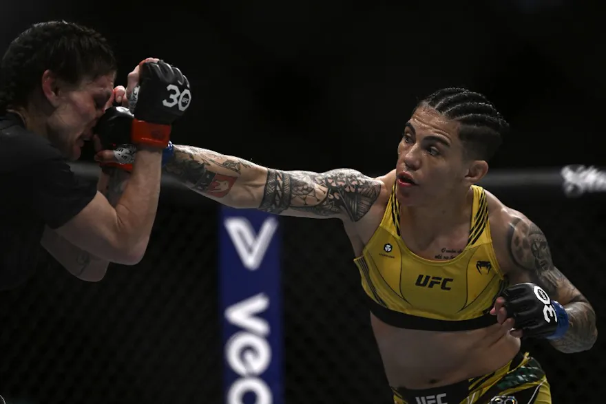 Jessica Andrade (R) competes against Lauren Murphy during their women's flyweight bout at the Ultimate Fighting Championship event at Jeunesse Arena in Rio de Janeiro, Brazil, on Jan. 21, 2023.