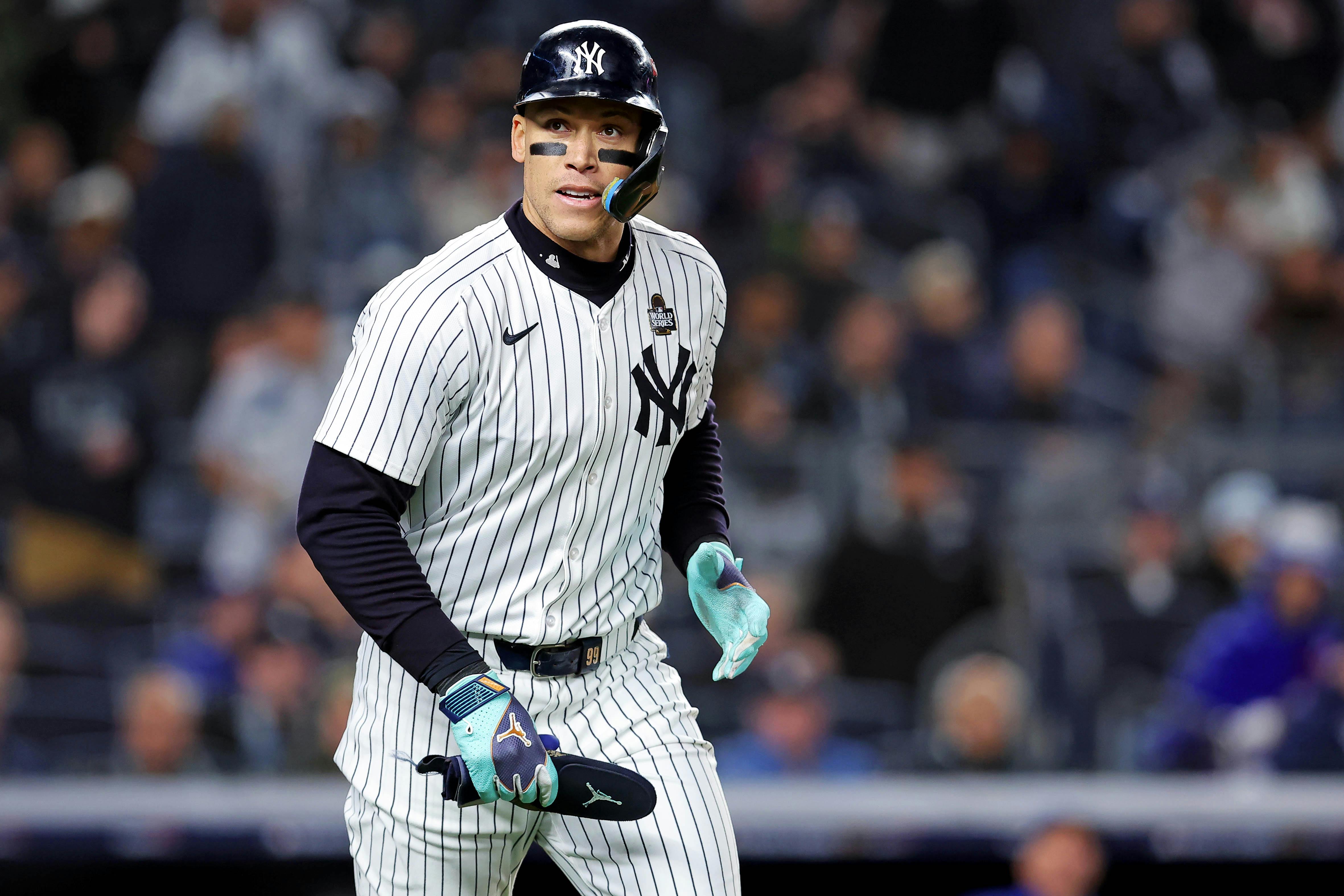 New York Yankees outfielder Aaron Judge walks as we look at the MLB MVP odds.