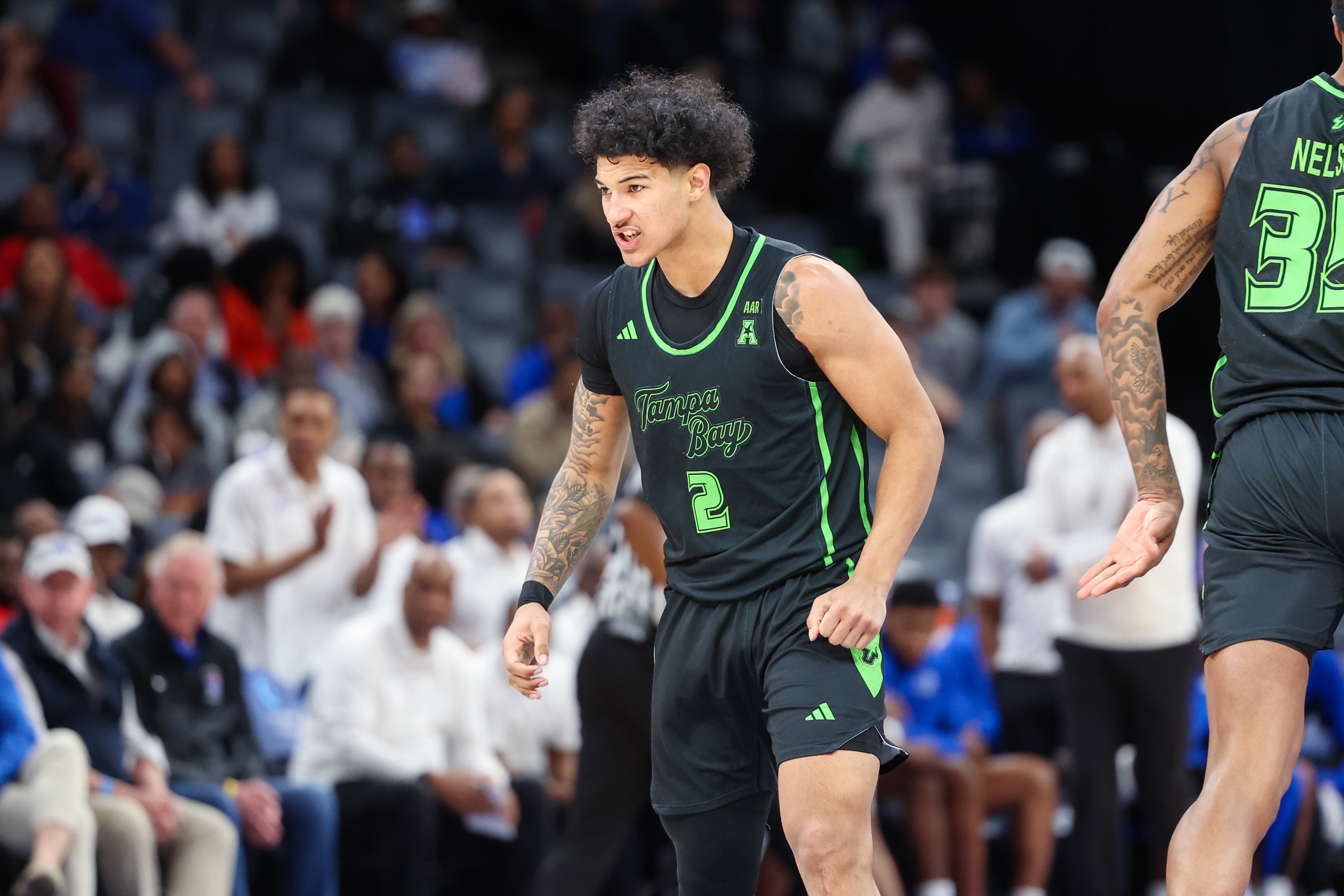 South Florida Bulls guard Wes Enis - who's featured in my South Florida vs. Louisville prediction -  reacts.