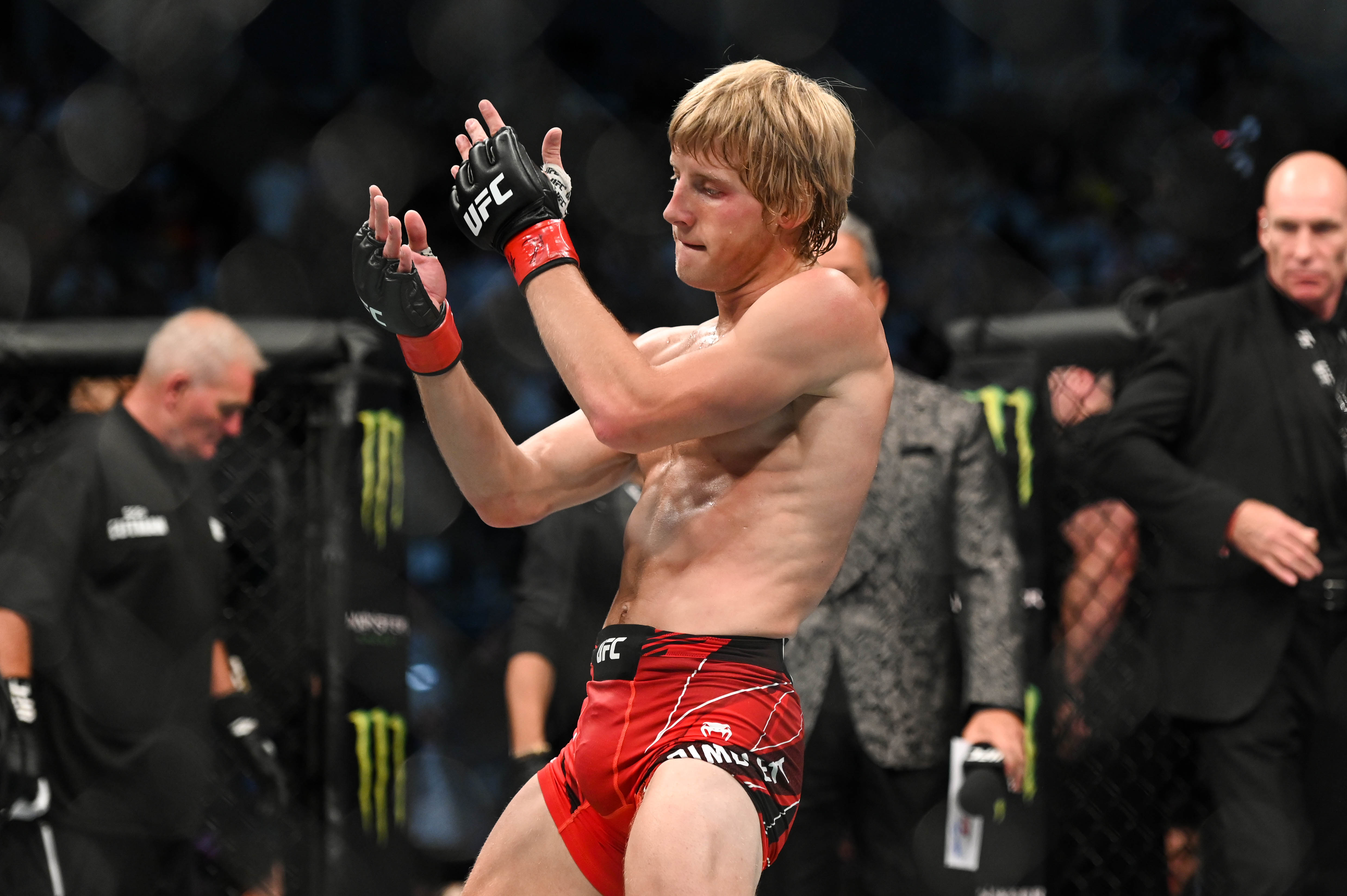 Paddy Pimblett celebrates as we look at the UFC 324 odds.