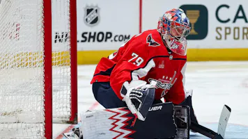 Charlie Lindgren #79 of the Washington Capitals makes a save as we look at changes and proposals to improve the DC sports betting scene.
