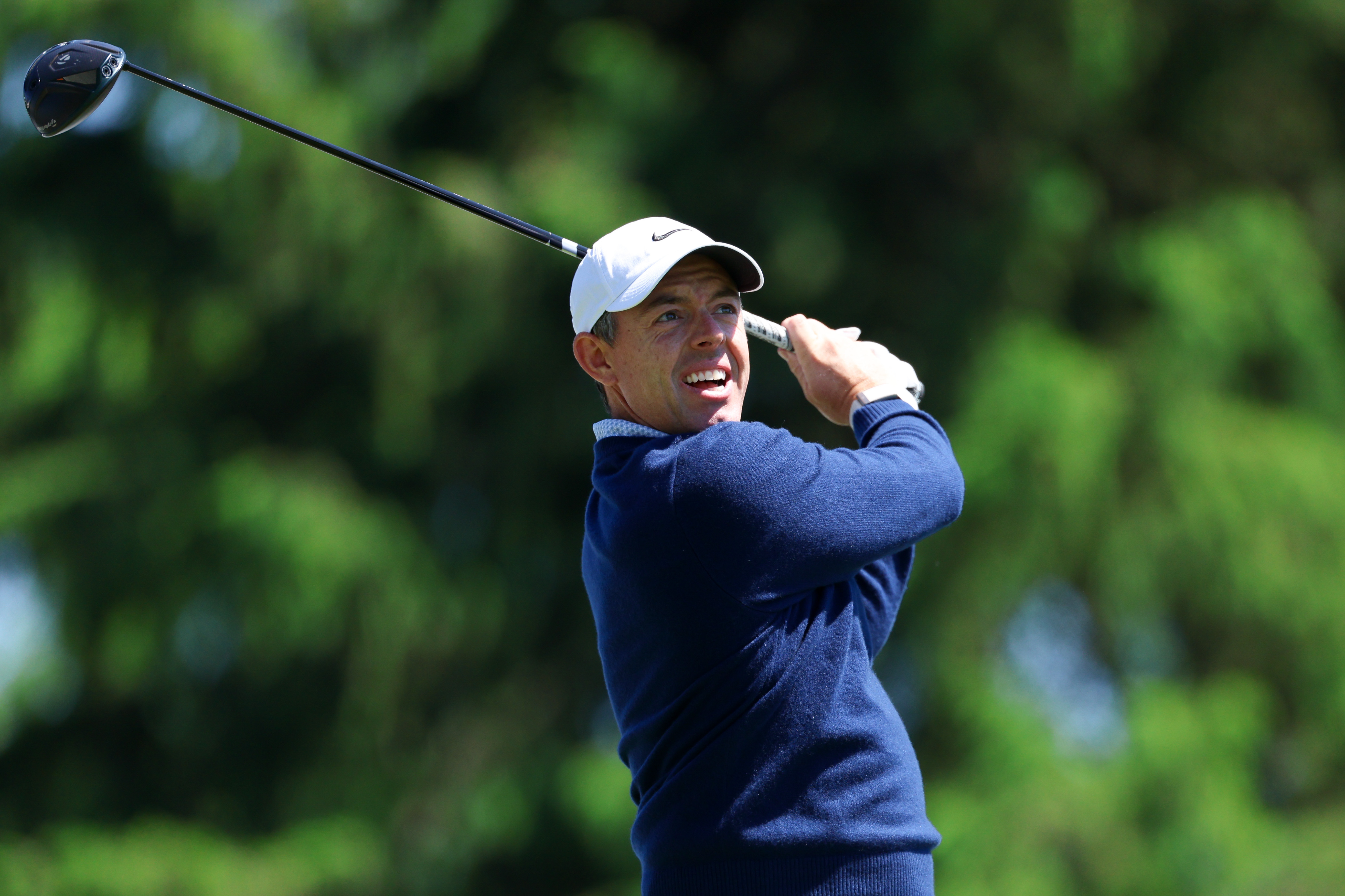 Rory McIlroy - who's featured in my PGA Championship picks and predictions - plays a tee shot on hole 2 during a practice round of the PGA Championship golf tournament at Aronimink Golf Club.