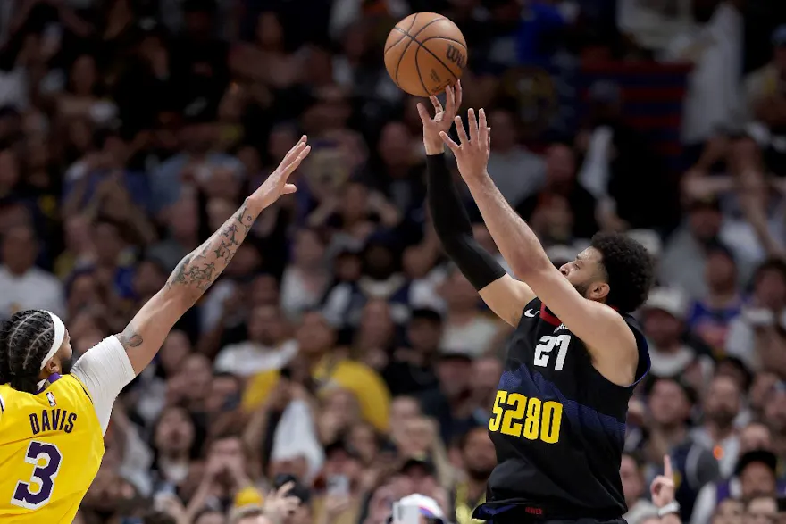 Jamal Murray of the Denver Nuggets puts up a last-second shot as we look at the best NBA championship odds