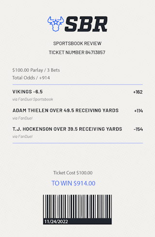 NFL Thursday Night Football Same Game Parlay Picks & Predictions: Patriots  vs. Vikings (Thanksgiving)